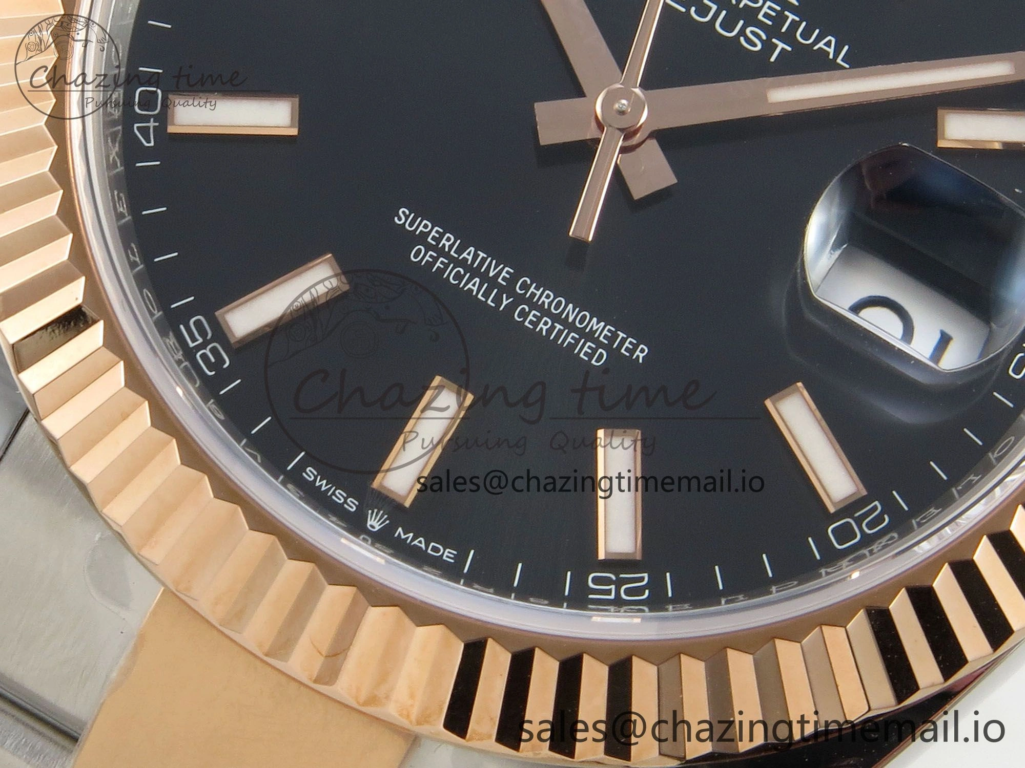 DateJust 41 126331 SS RG ARF 1:1 Best Edition Black Stick Dial on Oyster Bracelet SH3235 (Weighted)