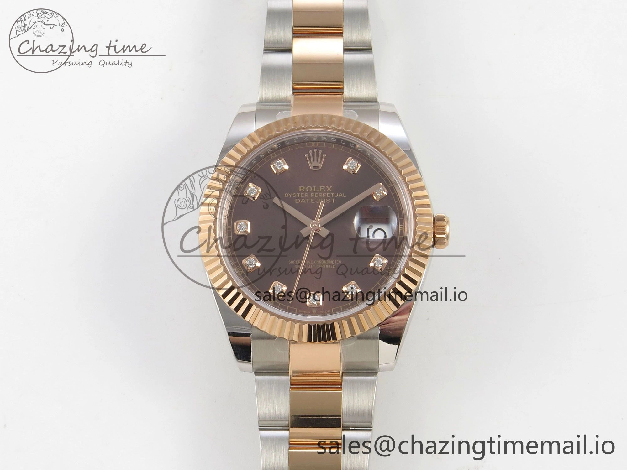 DateJust 41 126331 SS RG ARF 1:1 Best Edition Brown Diamonds Dial on Oyster Bracelet SH3235 (Weighted)