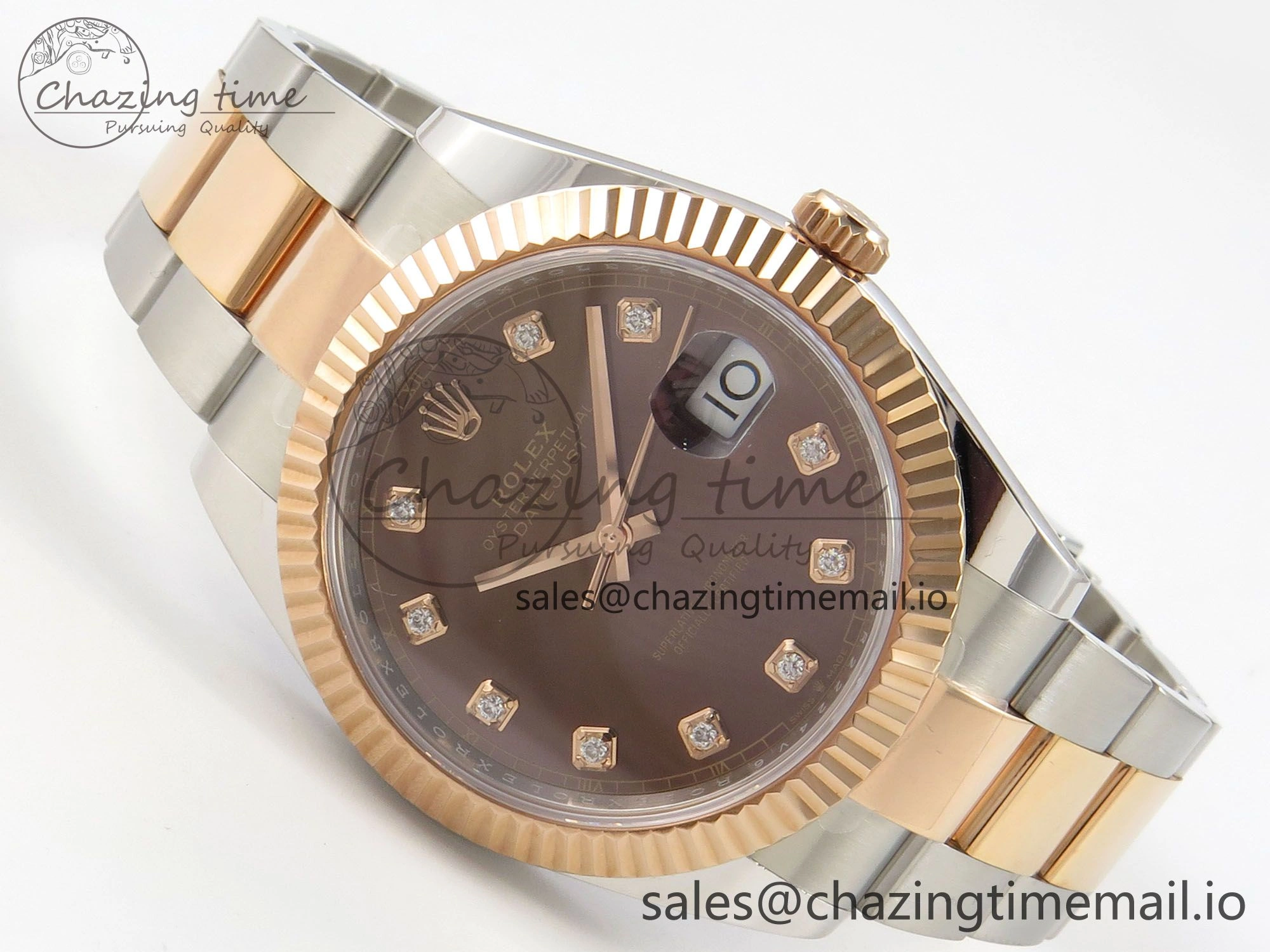 DateJust 41 126331 SS RG ARF 1:1 Best Edition Brown Diamonds Dial on Oyster Bracelet SH3235 (Weighted)