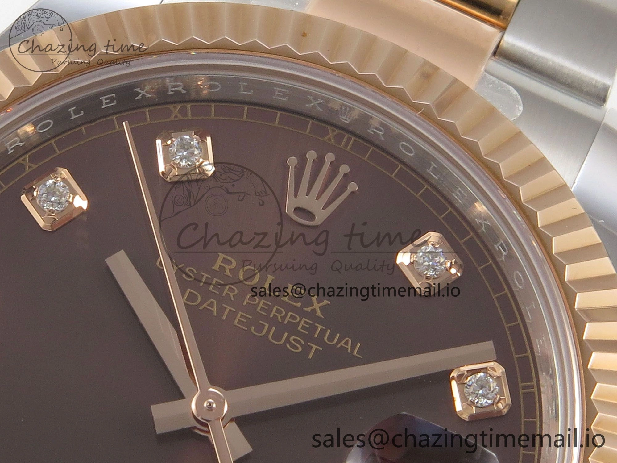 DateJust 41 126331 SS RG ARF 1:1 Best Edition Brown Diamonds Dial on Oyster Bracelet SH3235 (Weighted)