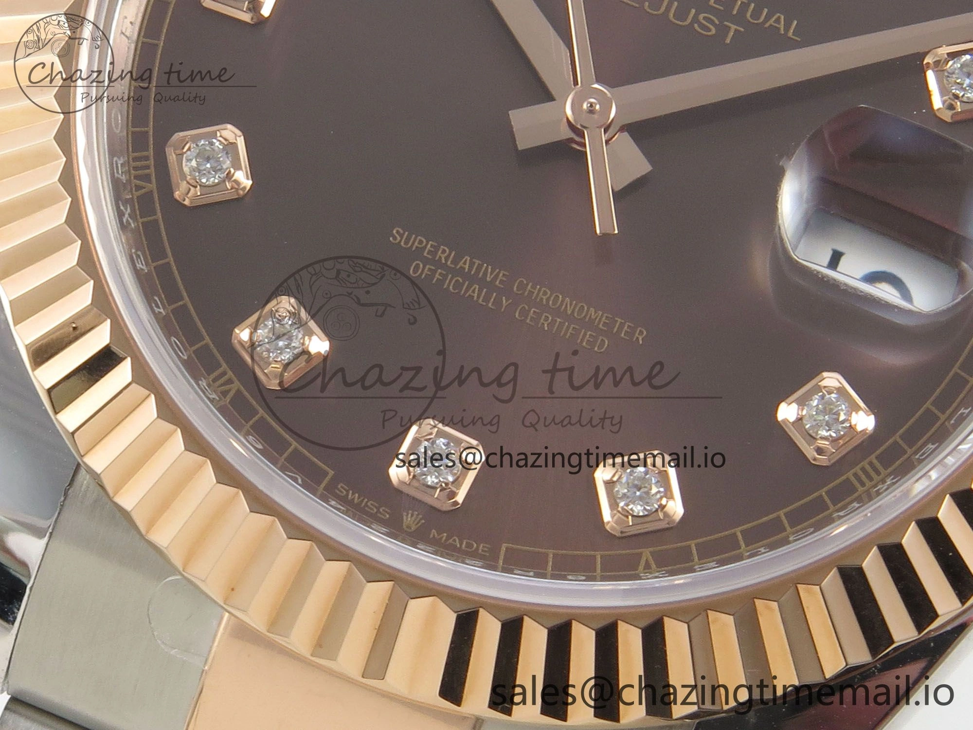 DateJust 41 126331 SS RG ARF 1:1 Best Edition Brown Diamonds Dial on Oyster Bracelet SH3235 (Weighted)