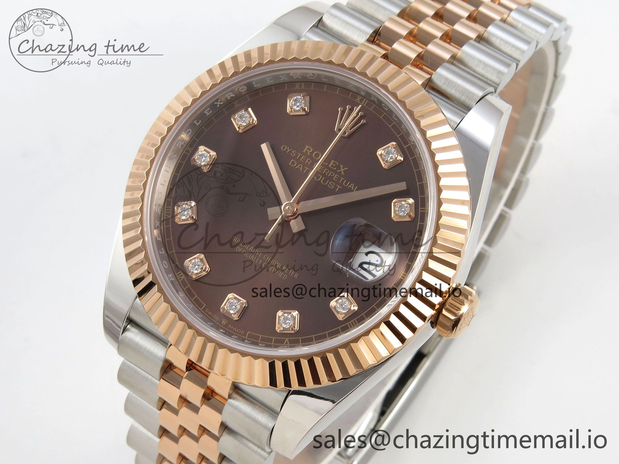 DateJust 41 126331 SS RG ARF 1:1 Best Edition Brown Diaomonds Dial on Jubilee Bracelet SH3235 (Weighted)