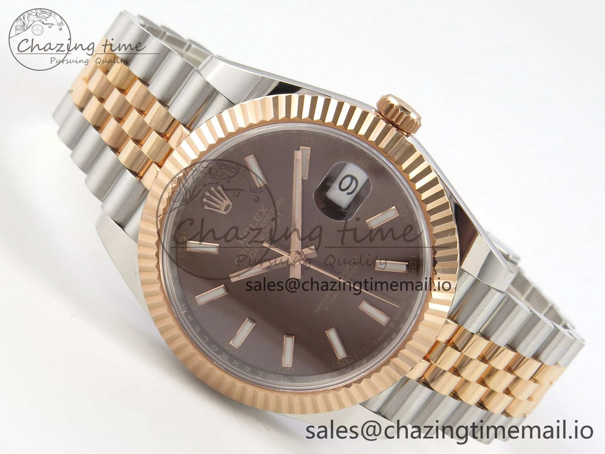 DateJust 41 126331 SS RG ARF 1:1 Best Edition Brown Stick Dial on Jubilee Bracelet SH3235 (Weighted)