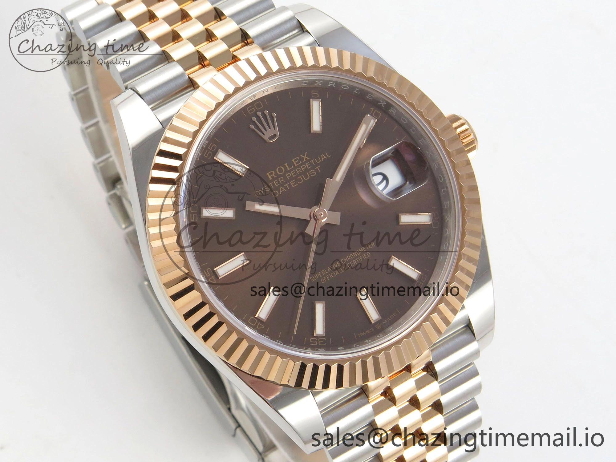 DateJust 41 126331 SS RG ARF 1:1 Best Edition Brown Stick Dial on Jubilee Bracelet SH3235 (Weighted)