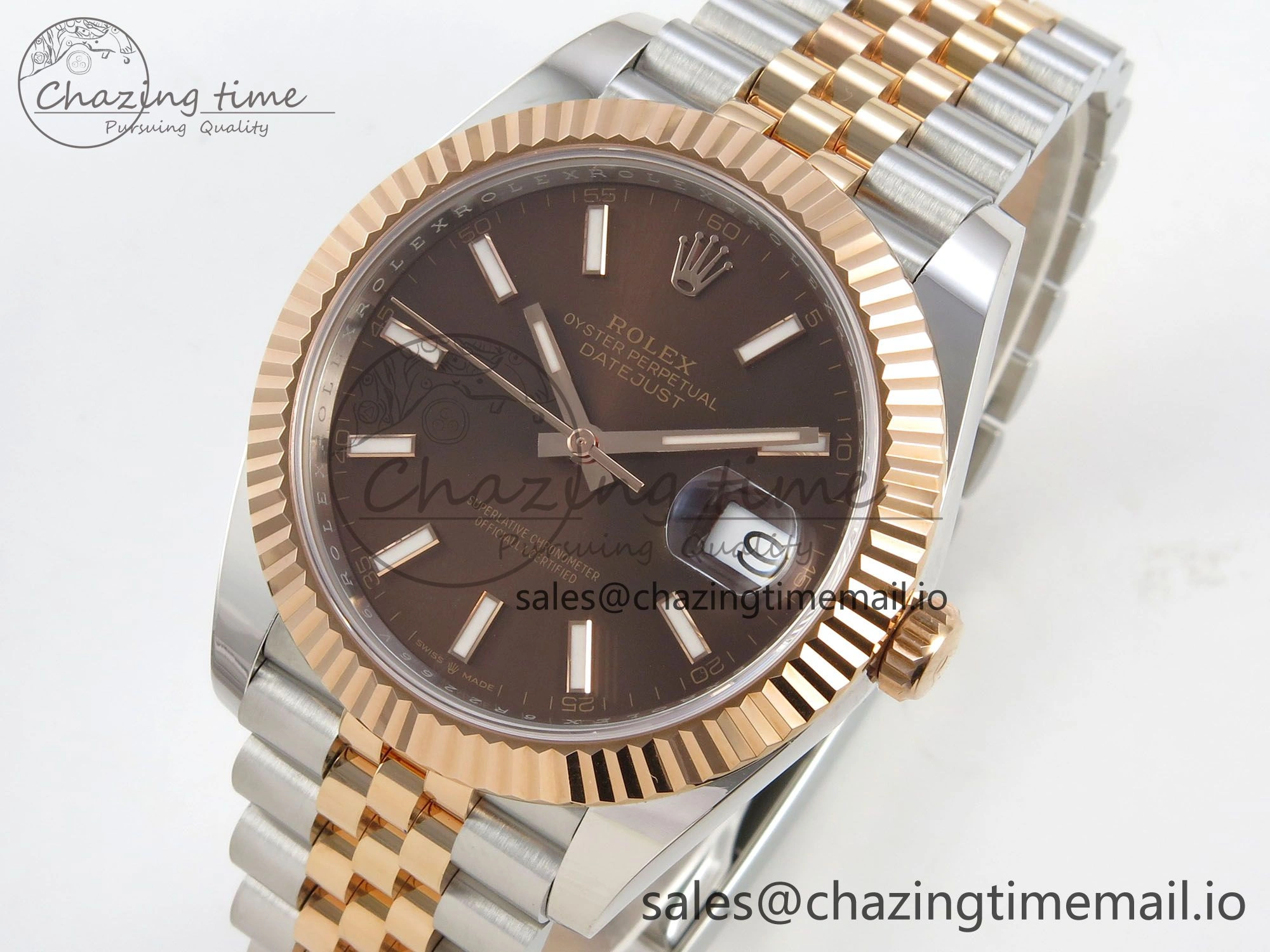 DateJust 41 126331 SS RG ARF 1:1 Best Edition Brown Stick Dial on Jubilee Bracelet SH3235 (Weighted)