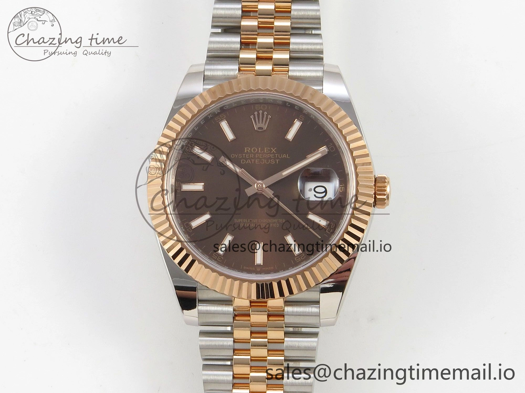 DateJust 41 126331 SS RG ARF 1:1 Best Edition Brown Stick Dial on Jubilee Bracelet SH3235 (Weighted)