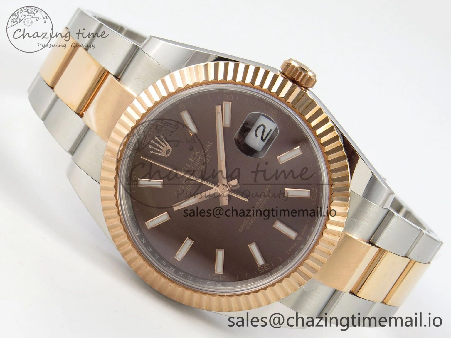 DateJust 41 126331 SS RG ARF 1:1 Best Edition Brown Stick Dial on Oyster Bracelet SH3235 (Weighted)