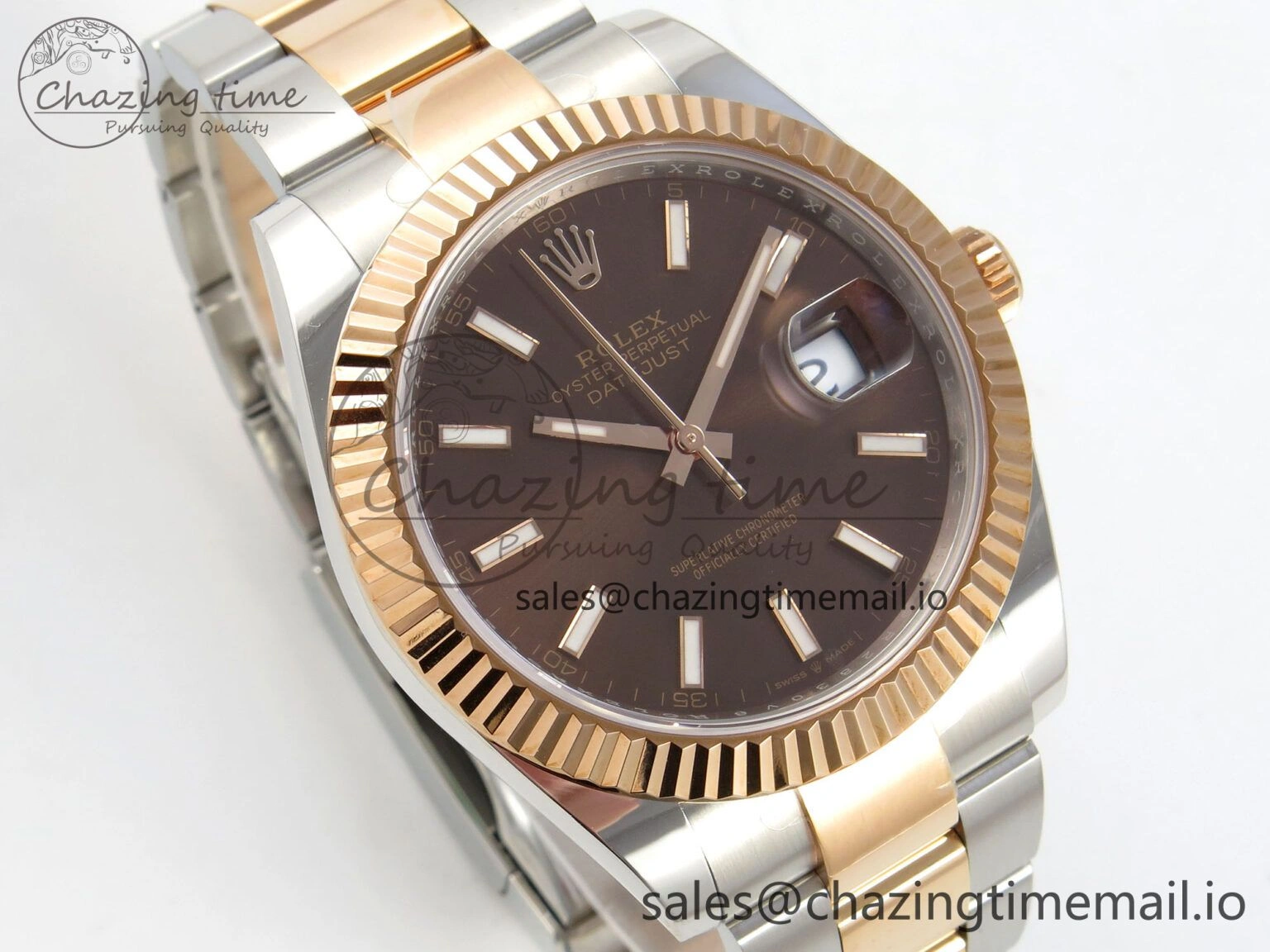 DateJust 41 126331 SS RG ARF 1:1 Best Edition Brown Stick Dial on Oyster Bracelet SH3235 (Weighted)