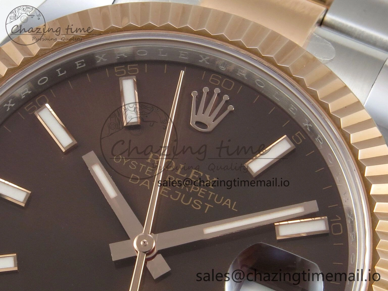 DateJust 41 126331 SS RG ARF 1:1 Best Edition Brown Stick Dial on Oyster Bracelet SH3235 (Weighted)