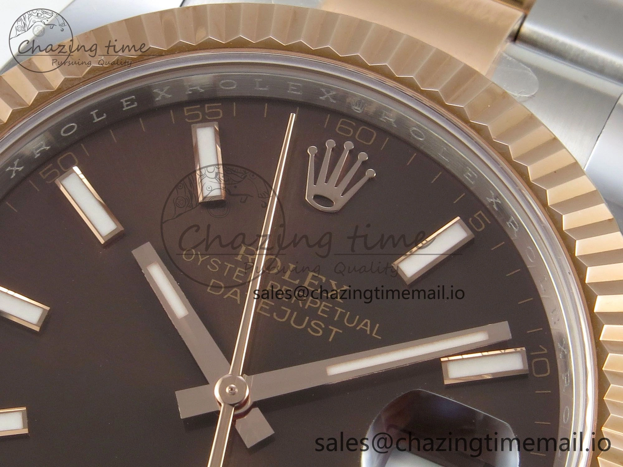 DateJust 41 126331 SS RG ARF 1:1 Best Edition Brown Stick Dial on Oyster Bracelet SH3235 (Weighted)