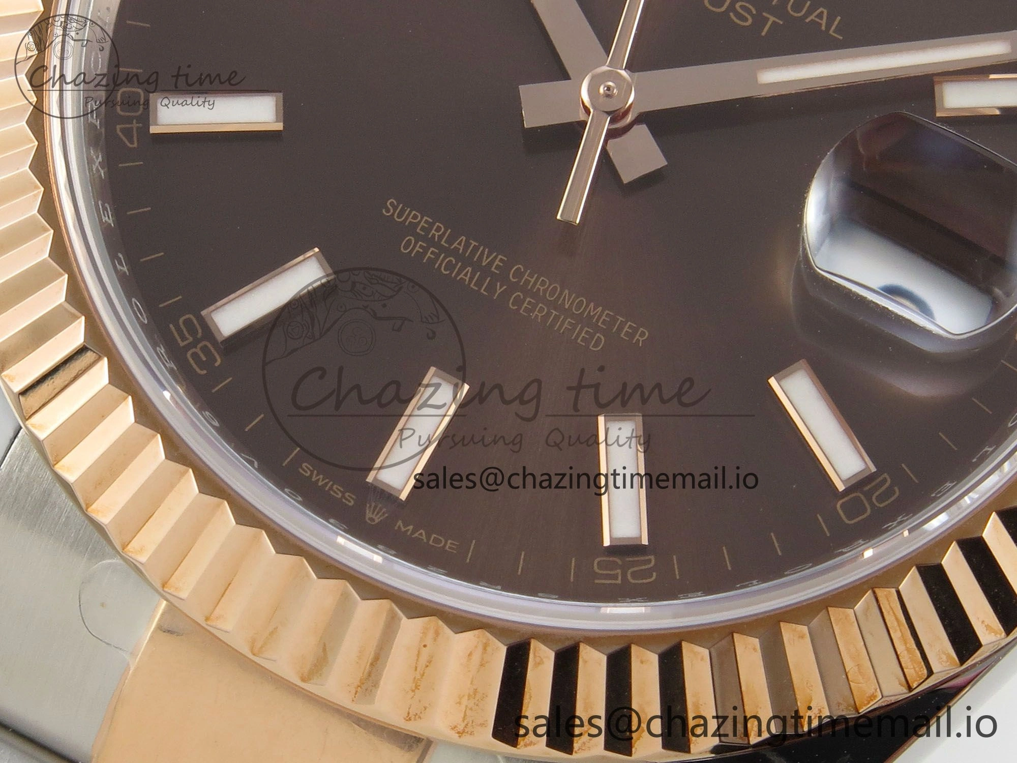 DateJust 41 126331 SS RG ARF 1:1 Best Edition Brown Stick Dial on Oyster Bracelet SH3235 (Weighted)