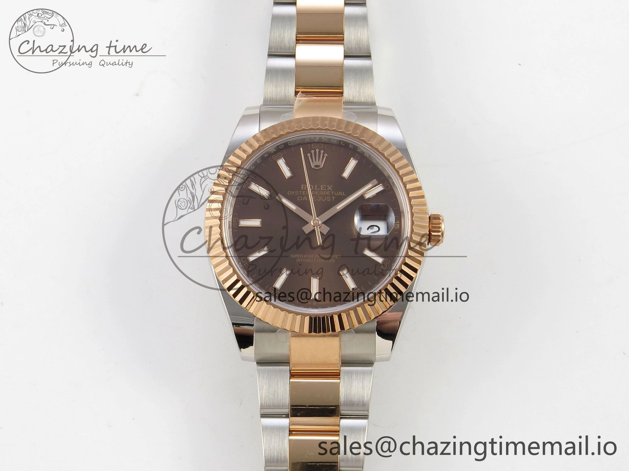 DateJust 41 126331 SS RG ARF 1:1 Best Edition Brown Stick Dial on Oyster Bracelet SH3235 (Weighted)
