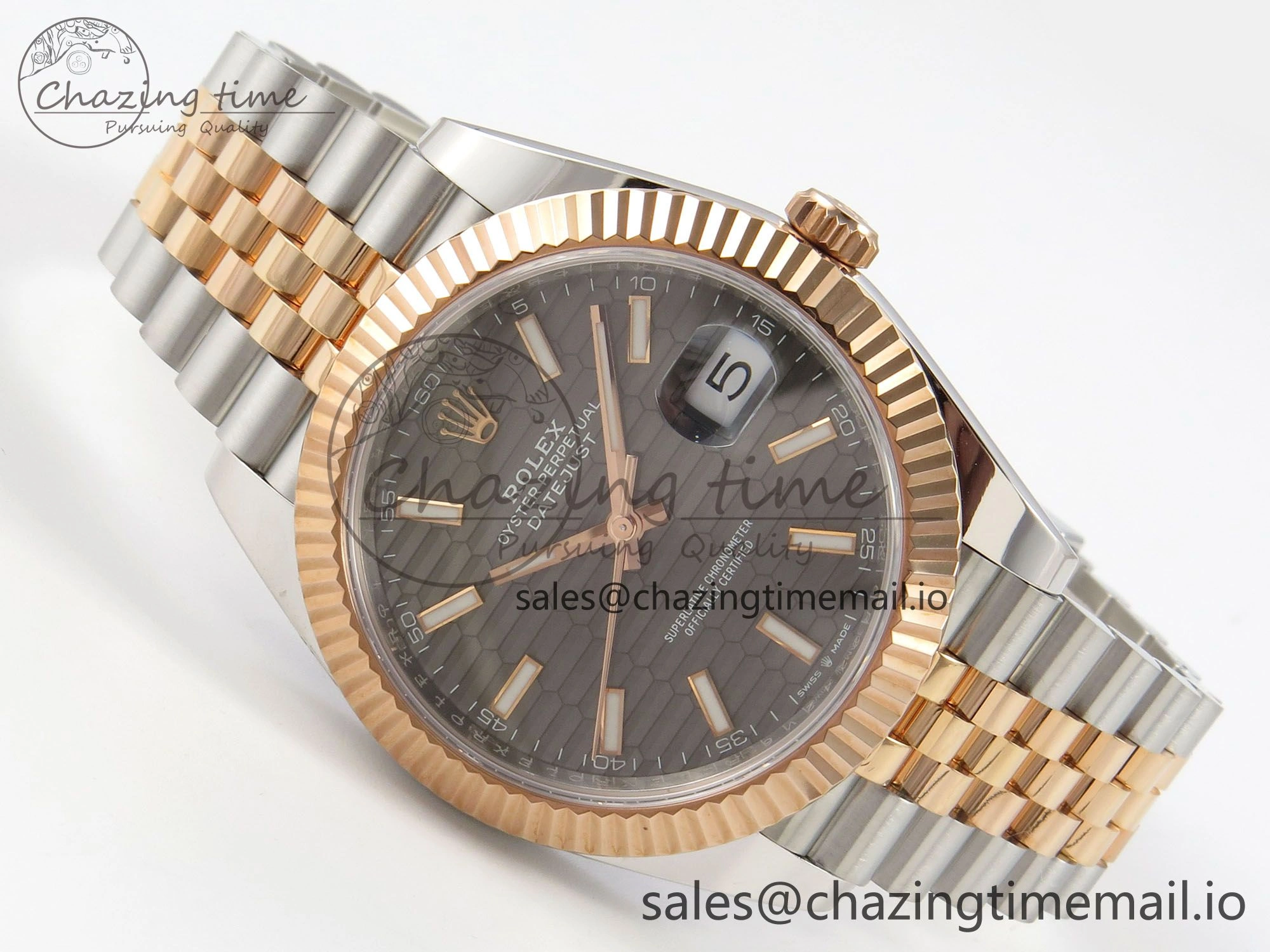 DateJust 41 126331 SS RG ARF 1:1 Best Edition Gray Texture Stick Dial on Jubilee Bracelet SH3235 (Weighted)