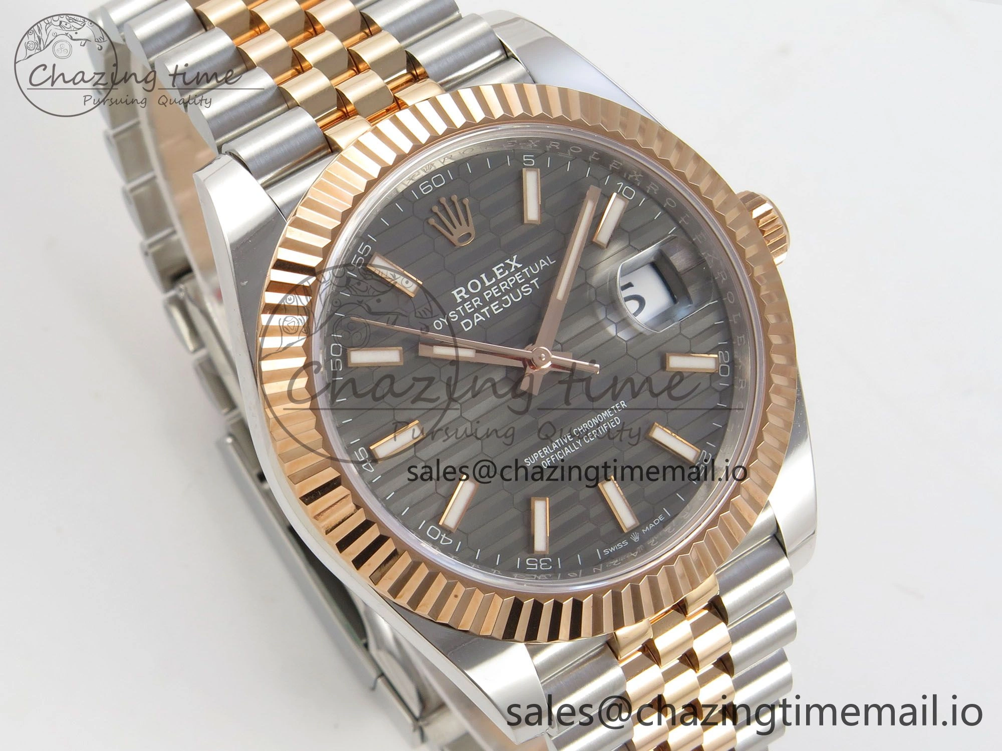 DateJust 41 126331 SS RG ARF 1:1 Best Edition Gray Texture Stick Dial on Jubilee Bracelet SH3235 (Weighted)