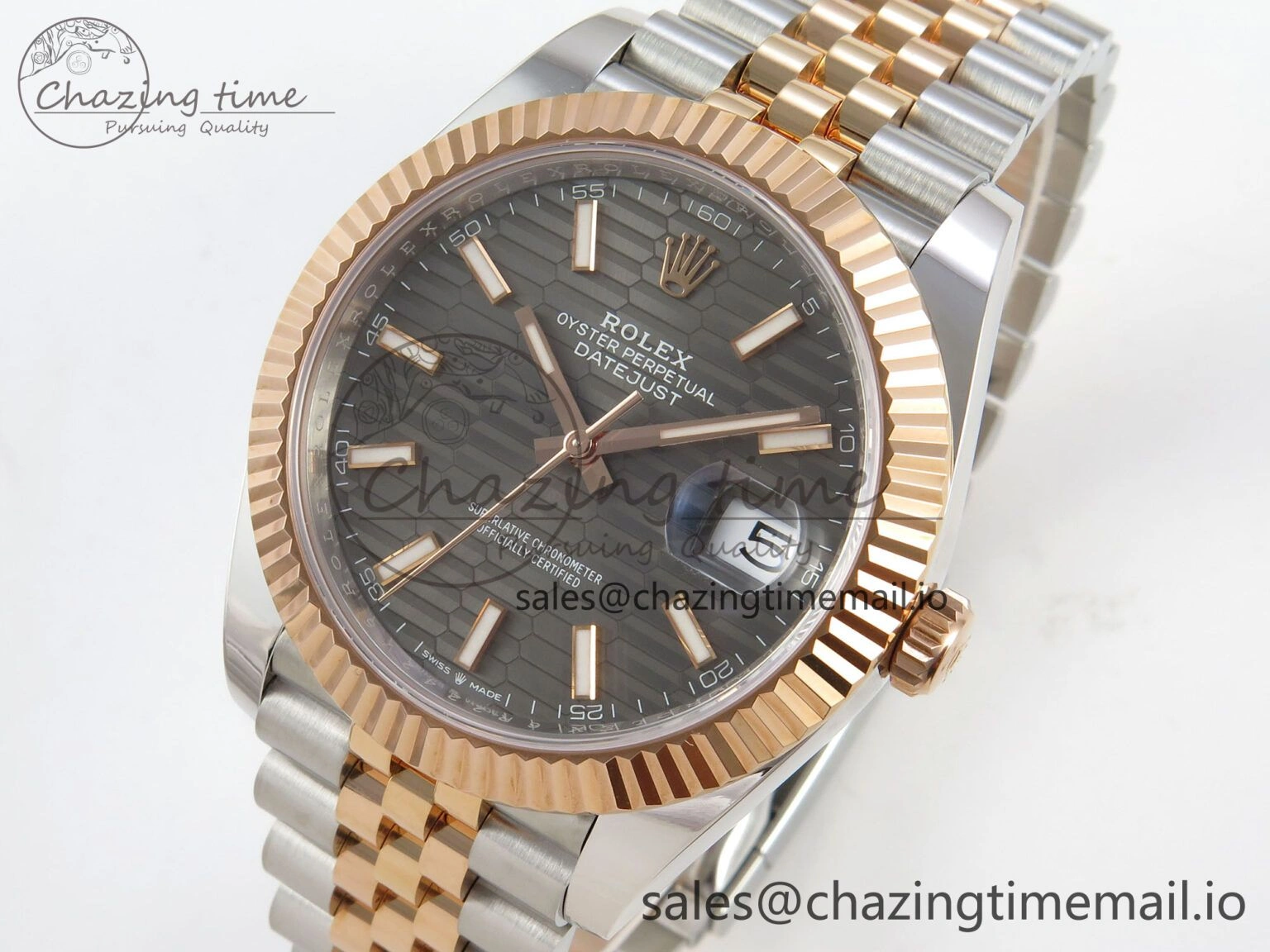 DateJust 41 126331 SS RG ARF 1:1 Best Edition Gray Texture Stick Dial on Jubilee Bracelet SH3235 (Weighted)