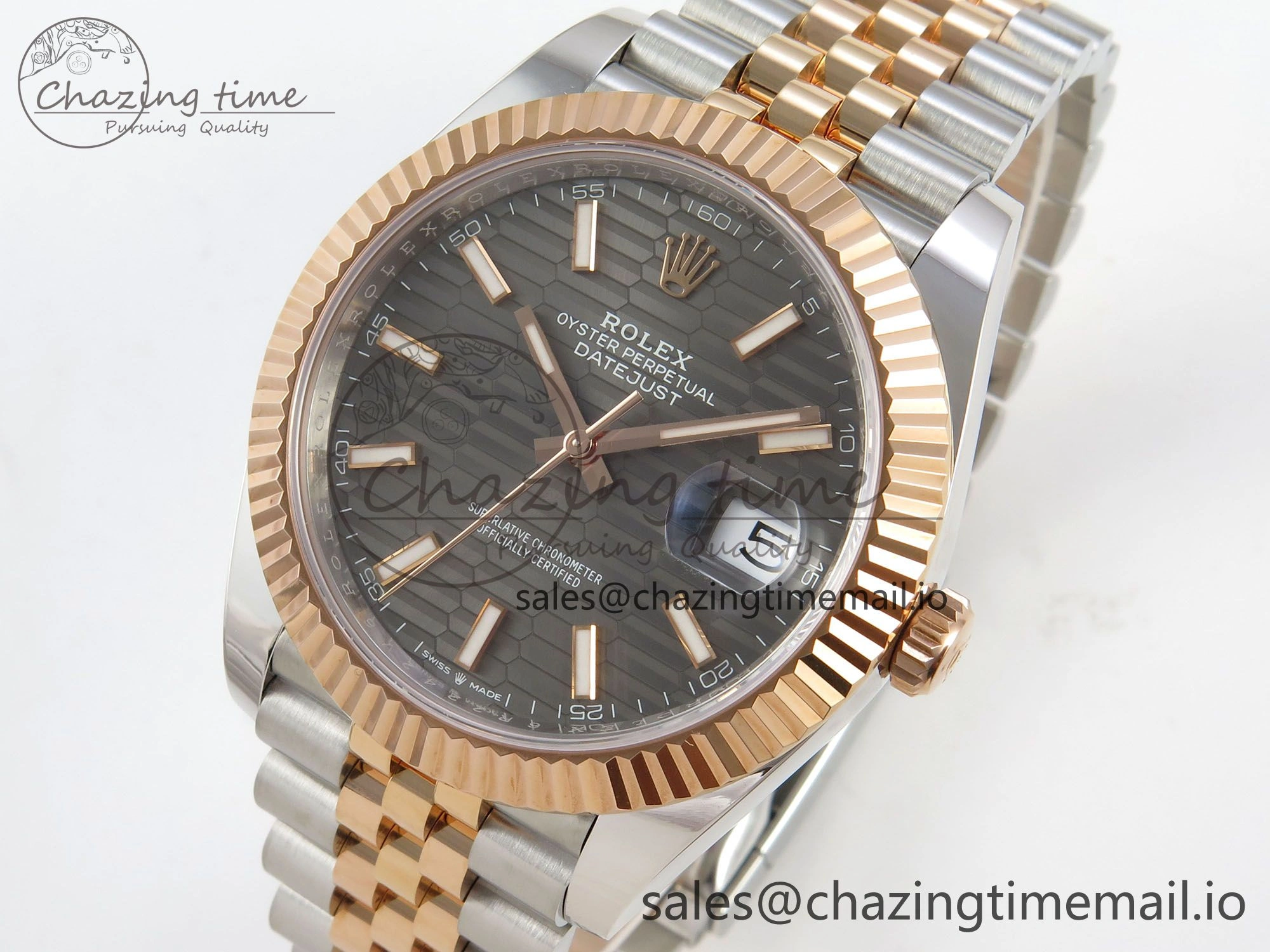 DateJust 41 126331 SS RG ARF 1:1 Best Edition Gray Texture Stick Dial on Jubilee Bracelet SH3235 (Weighted)