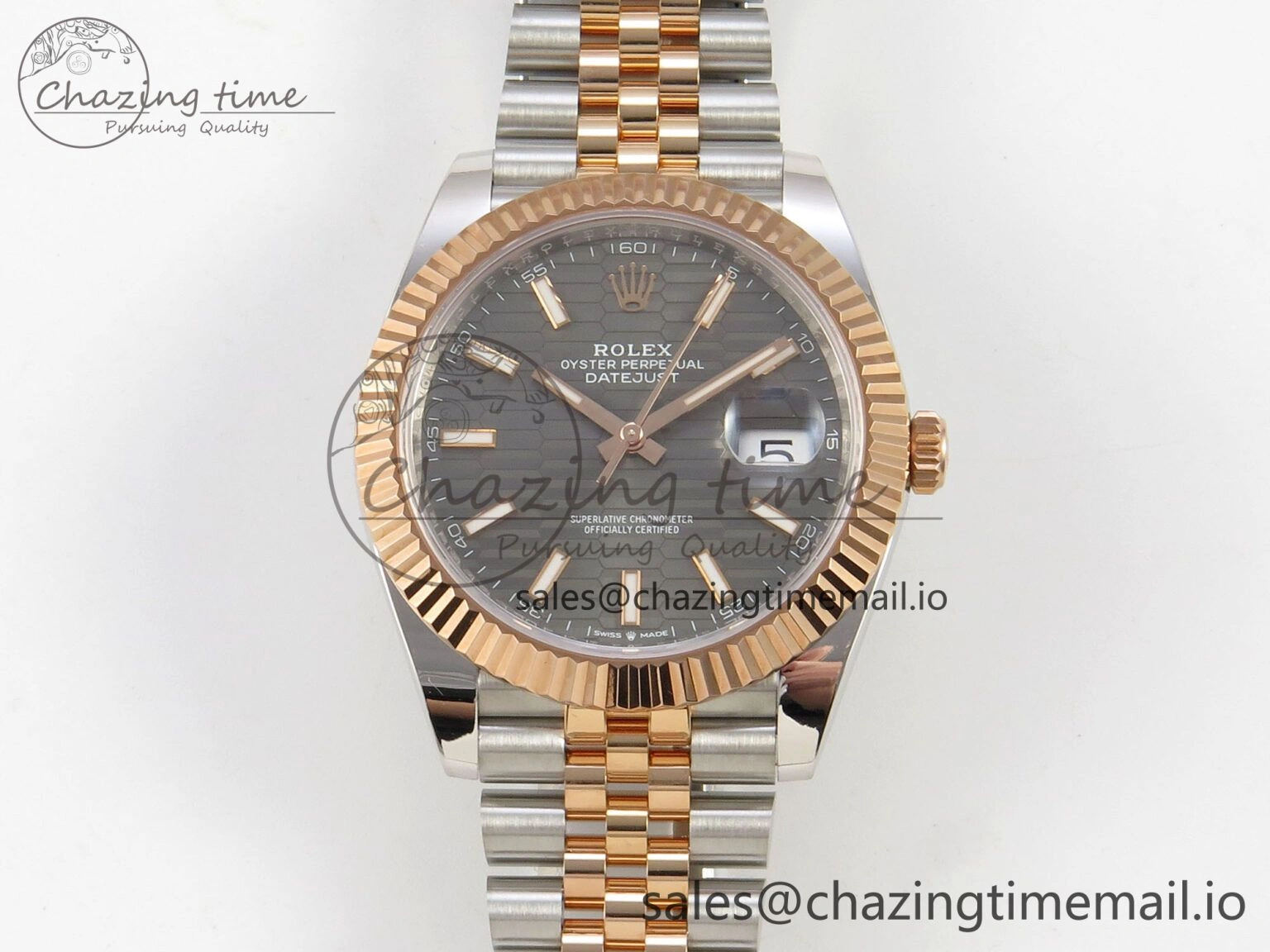 DateJust 41 126331 SS RG ARF 1:1 Best Edition Gray Texture Stick Dial on Jubilee Bracelet SH3235 (Weighted)