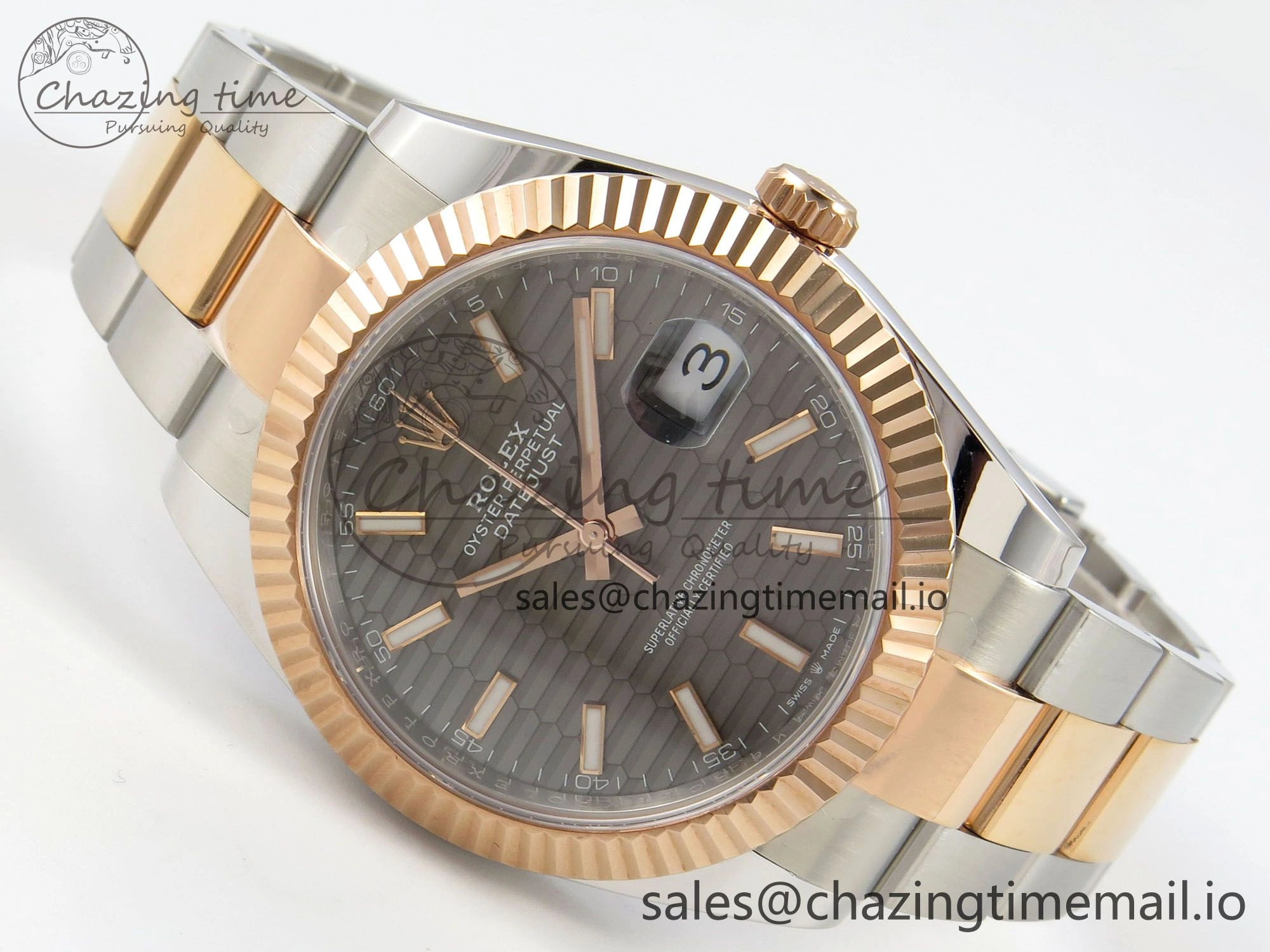 DateJust 41 126331 SS RG ARF 1:1 Best Edition Gray Texture Stick Dial on Oyster Bracelet SH3235 (Weighted)