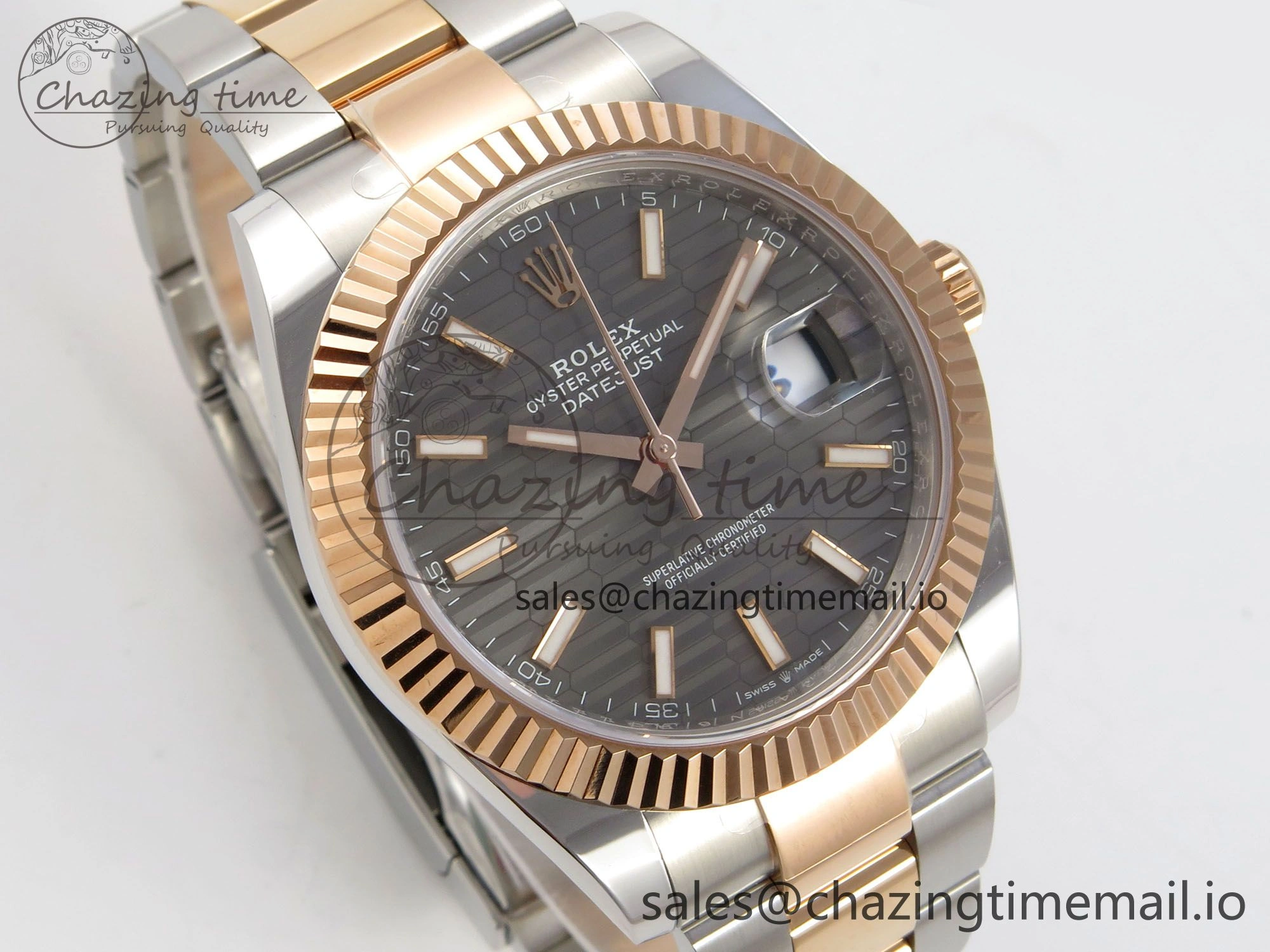 DateJust 41 126331 SS RG ARF 1:1 Best Edition Gray Texture Stick Dial on Oyster Bracelet SH3235 (Weighted)