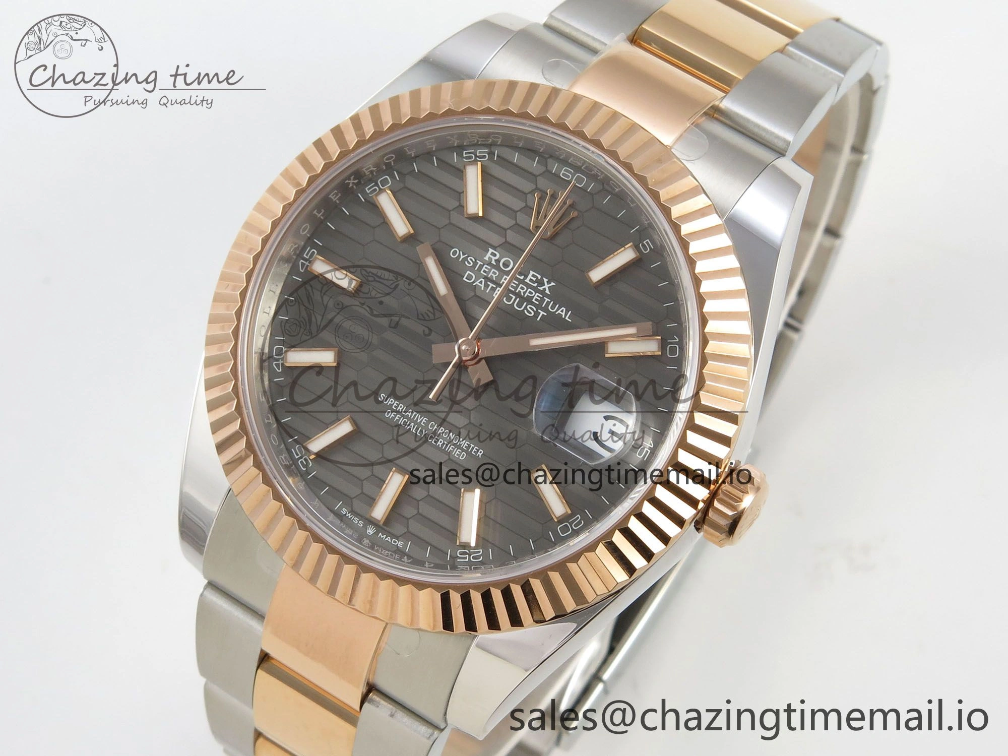 DateJust 41 126331 SS RG ARF 1:1 Best Edition Gray Texture Stick Dial on Oyster Bracelet SH3235 (Weighted)