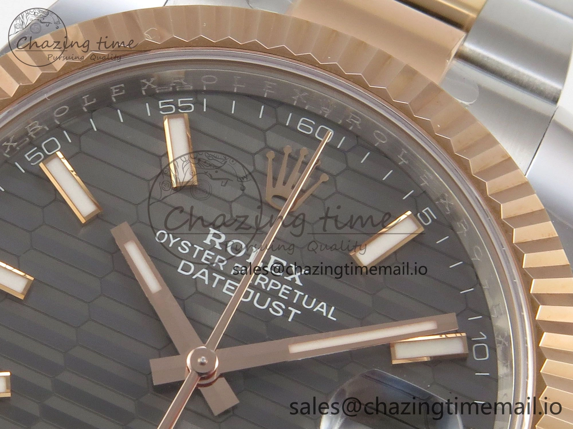 DateJust 41 126331 SS RG ARF 1:1 Best Edition Gray Texture Stick Dial on Oyster Bracelet SH3235 (Weighted)