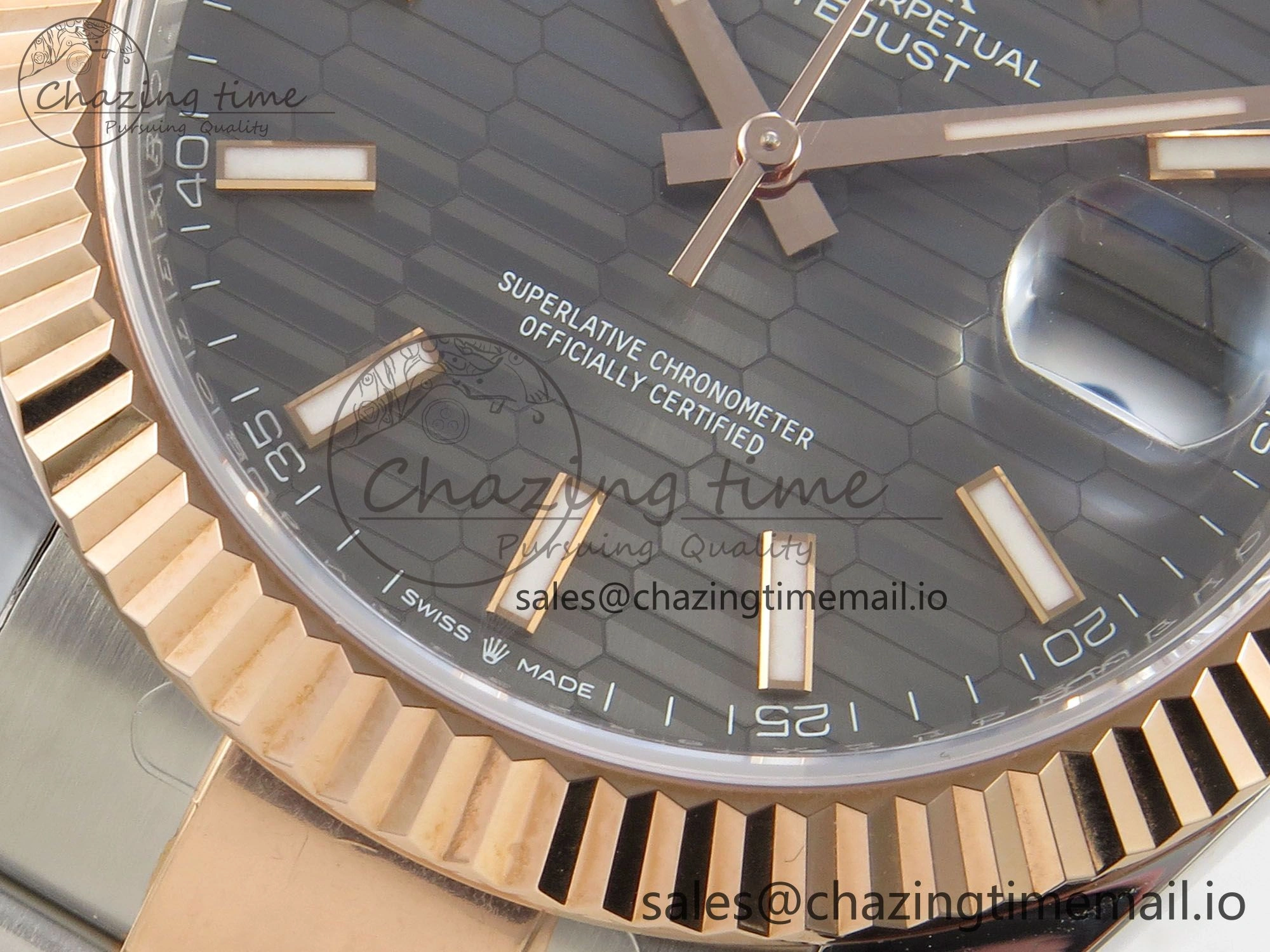 DateJust 41 126331 SS RG ARF 1:1 Best Edition Gray Texture Stick Dial on Oyster Bracelet SH3235 (Weighted)