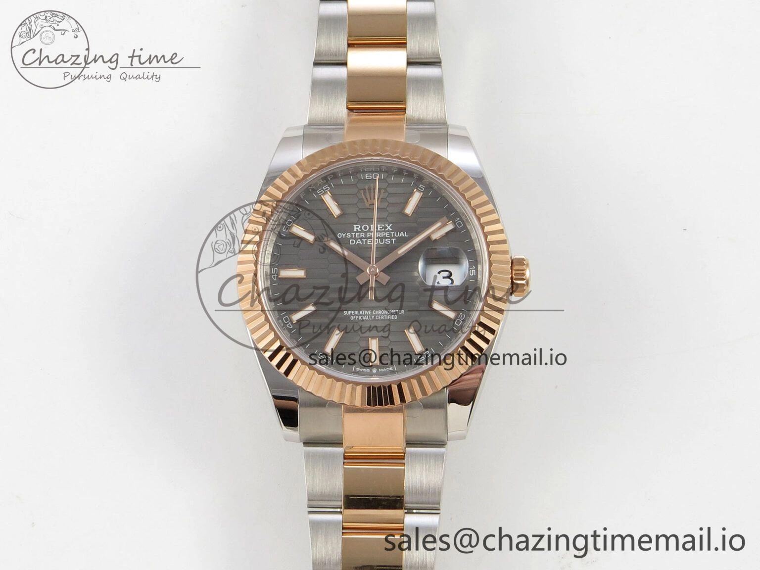 DateJust 41 126331 SS RG ARF 1:1 Best Edition Gray Texture Stick Dial on Oyster Bracelet SH3235 (Weighted)