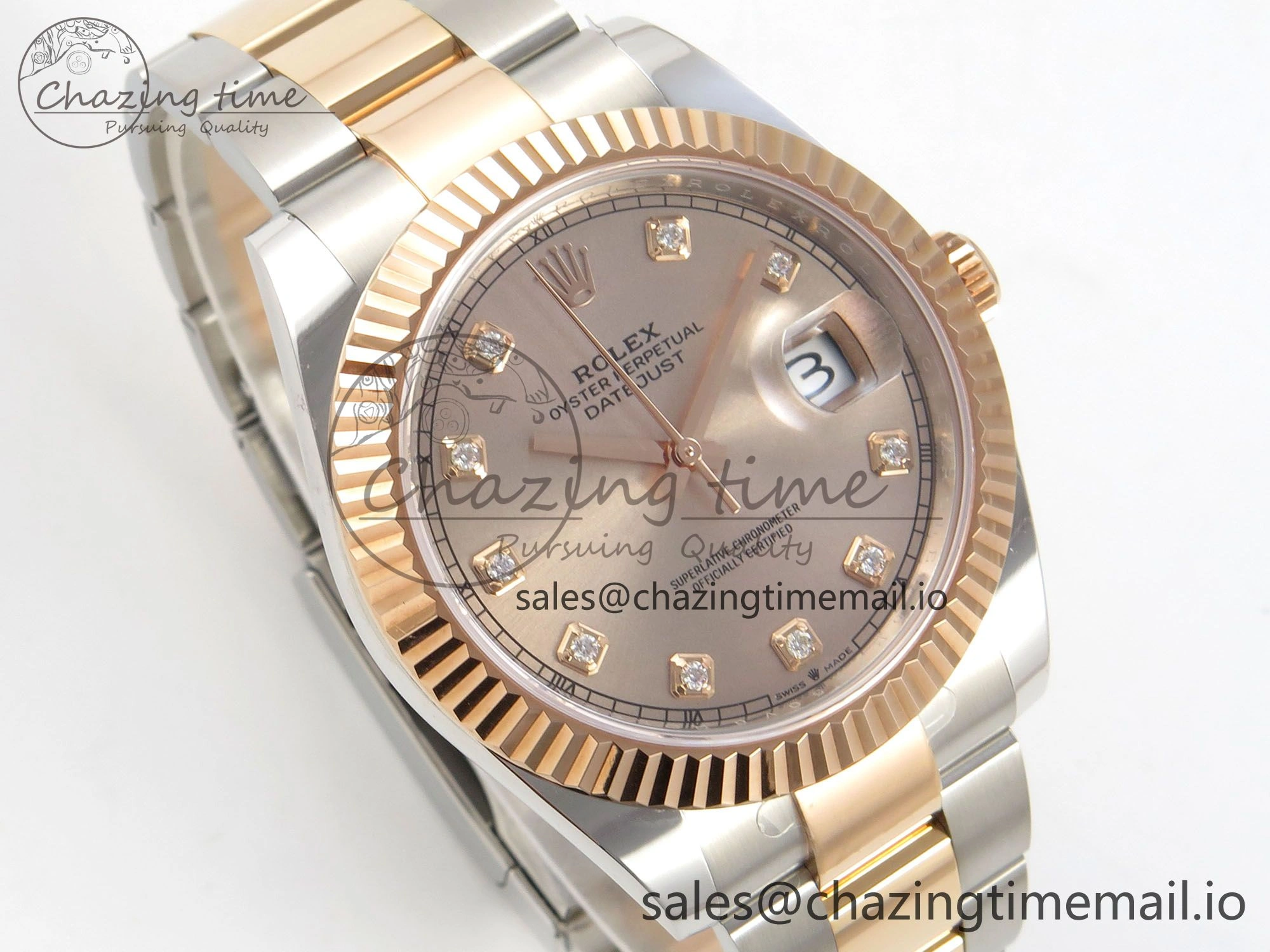DateJust 41 126331 SS RG ARF 1:1 Best Edition RG Diamonds Dial on Oyster Bracelet SH3235 (Weighted)