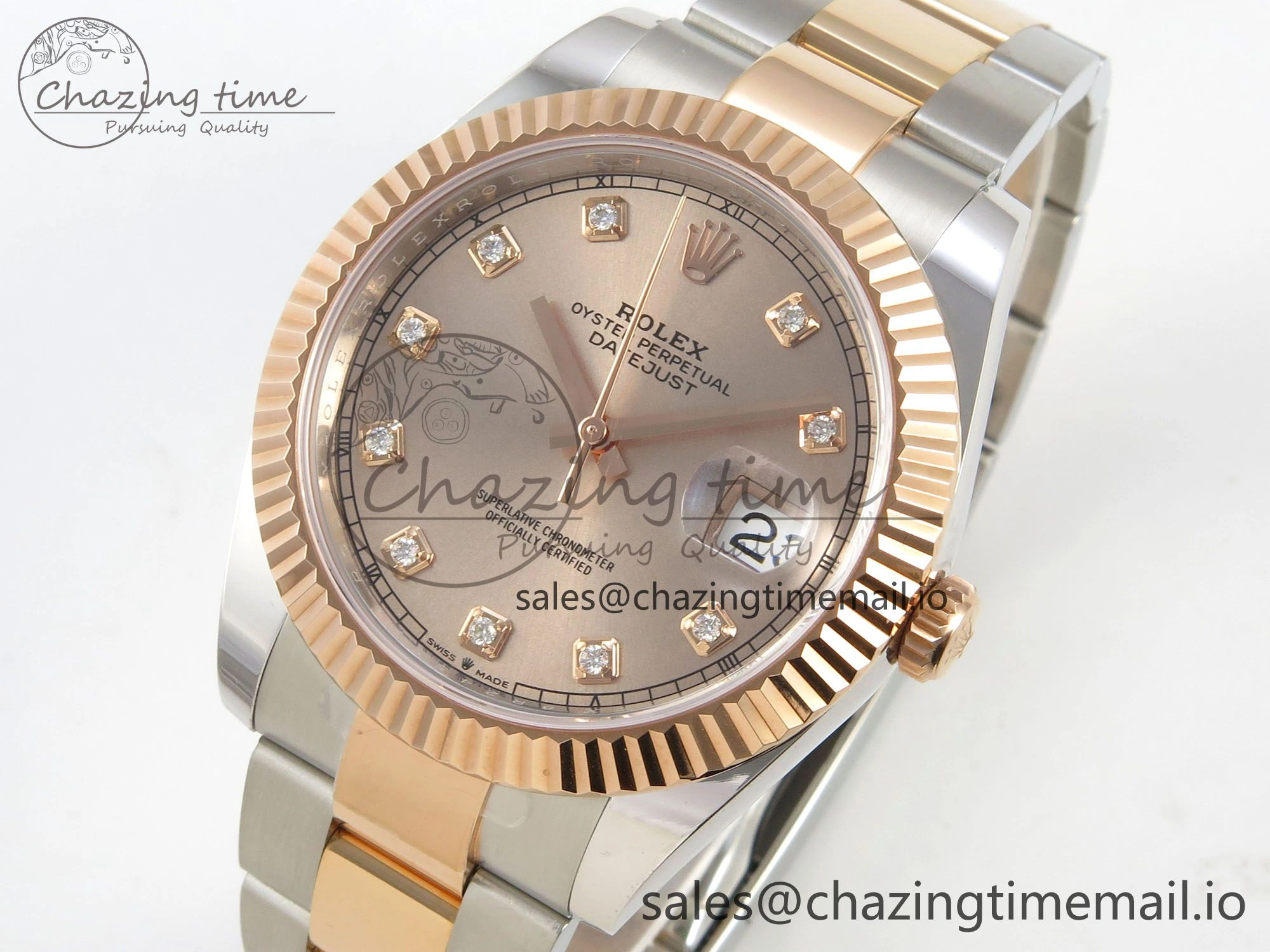 DateJust 41 126331 SS RG ARF 1:1 Best Edition RG Diamonds Dial on Oyster Bracelet SH3235 (Weighted)