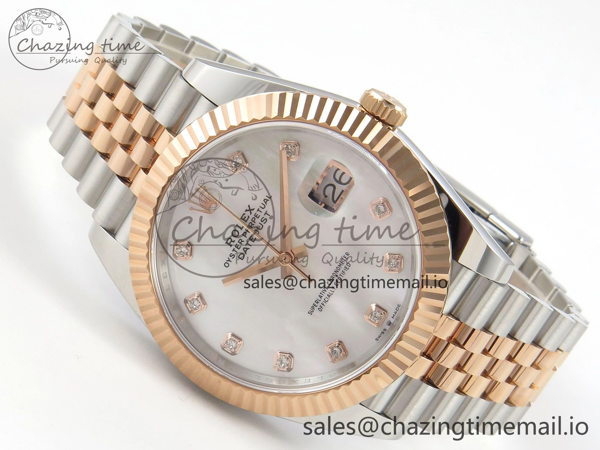 DateJust 41 126331 SS RG ARF 1:1 Best Edition White MOP Diamonds  Dial on Jubilee Bracelet SH3235 (Weighted)