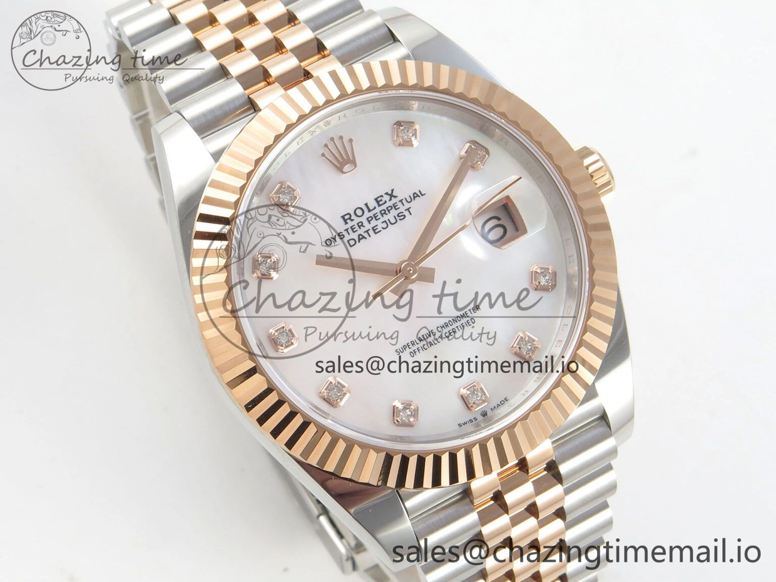 DateJust 41 126331 SS RG ARF 1:1 Best Edition White MOP Diamonds  Dial on Jubilee Bracelet SH3235 (Weighted)