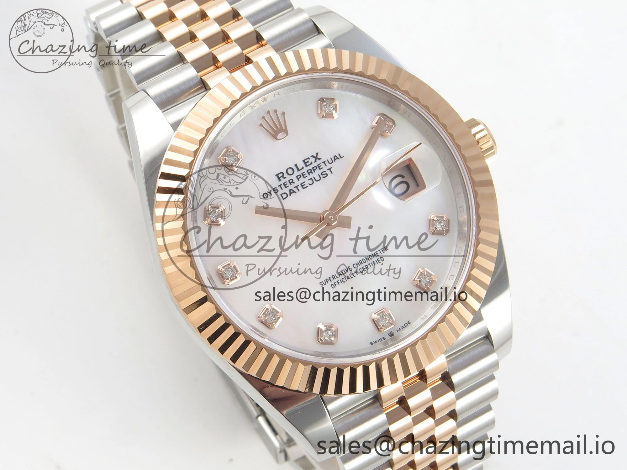 DateJust 41 126331 SS RG ARF 1:1 Best Edition White MOP Diamonds  Dial on Jubilee Bracelet SH3235 (Weighted)