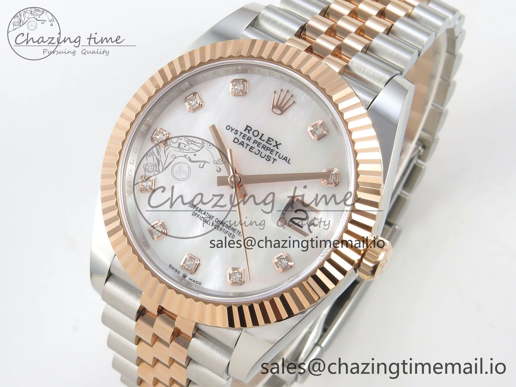 DateJust 41 126331 SS RG ARF 1:1 Best Edition White MOP Diamonds  Dial on Jubilee Bracelet SH3235 (Weighted)