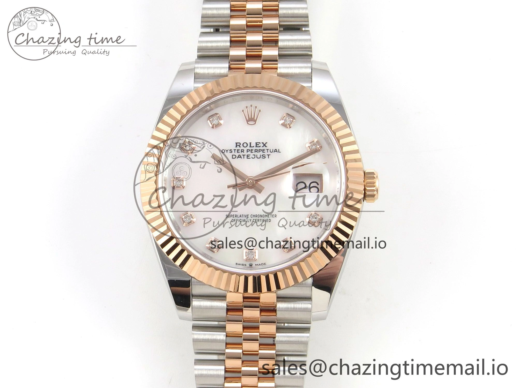 DateJust 41 126331 SS RG ARF 1:1 Best Edition White MOP Diamonds  Dial on Jubilee Bracelet SH3235 (Weighted)