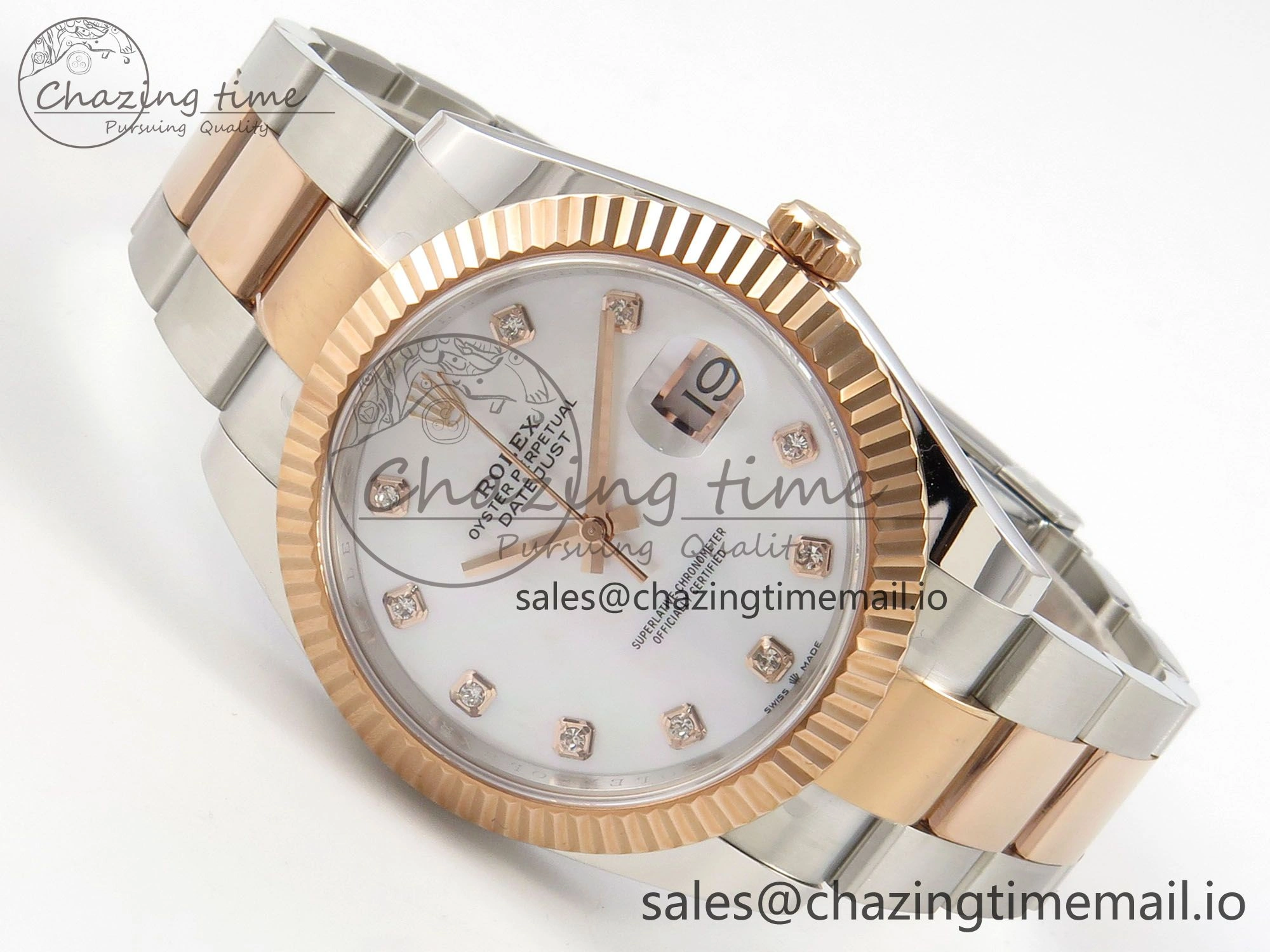 DateJust 41 126331 SS RG ARF 1:1 Best Edition White MOP Diamonds Dial on Oyster Bracelet SH3235 (Weighted)