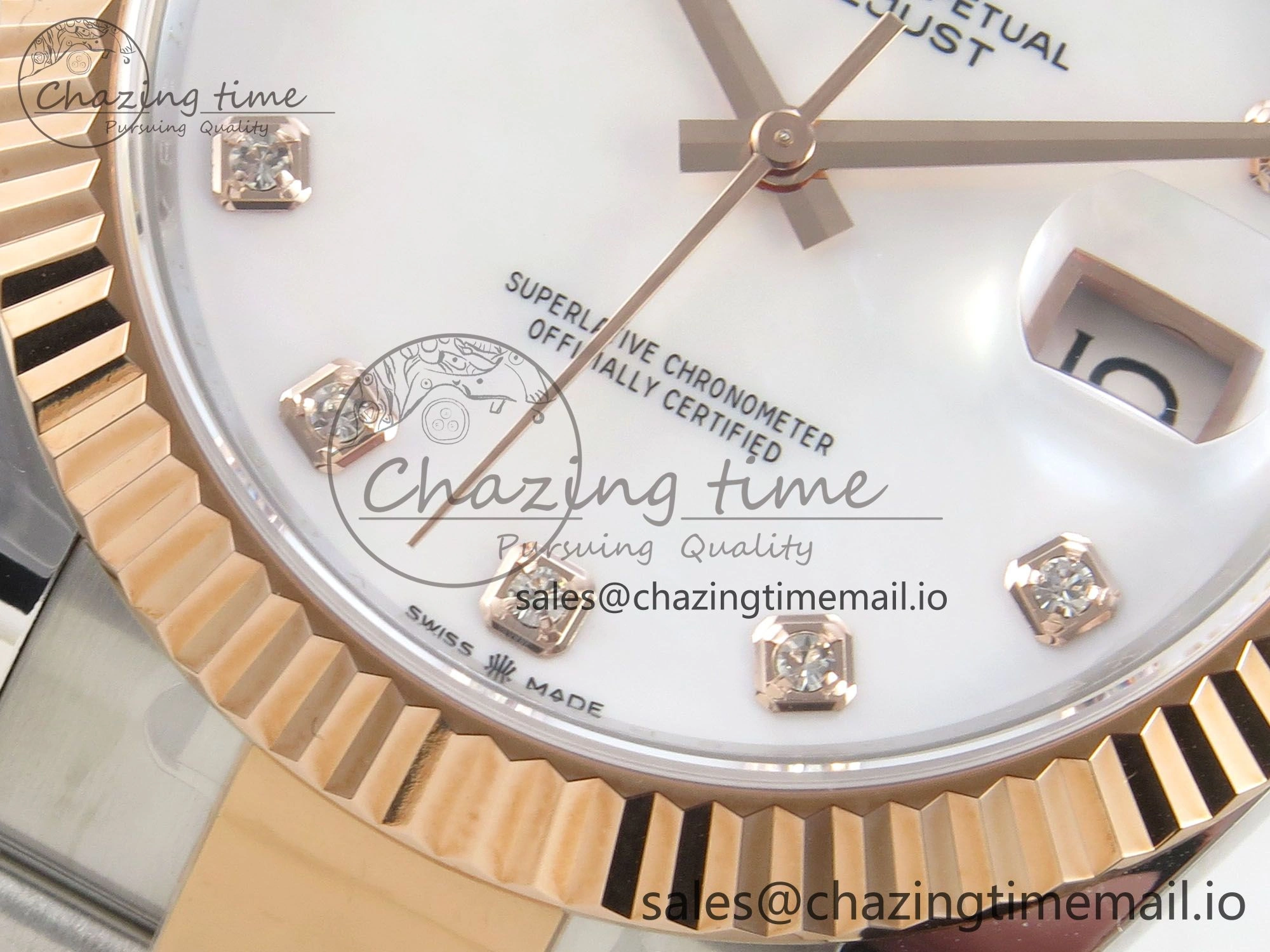 DateJust 41 126331 SS RG ARF 1:1 Best Edition White MOP Diamonds Dial on Oyster Bracelet SH3235 (Weighted)