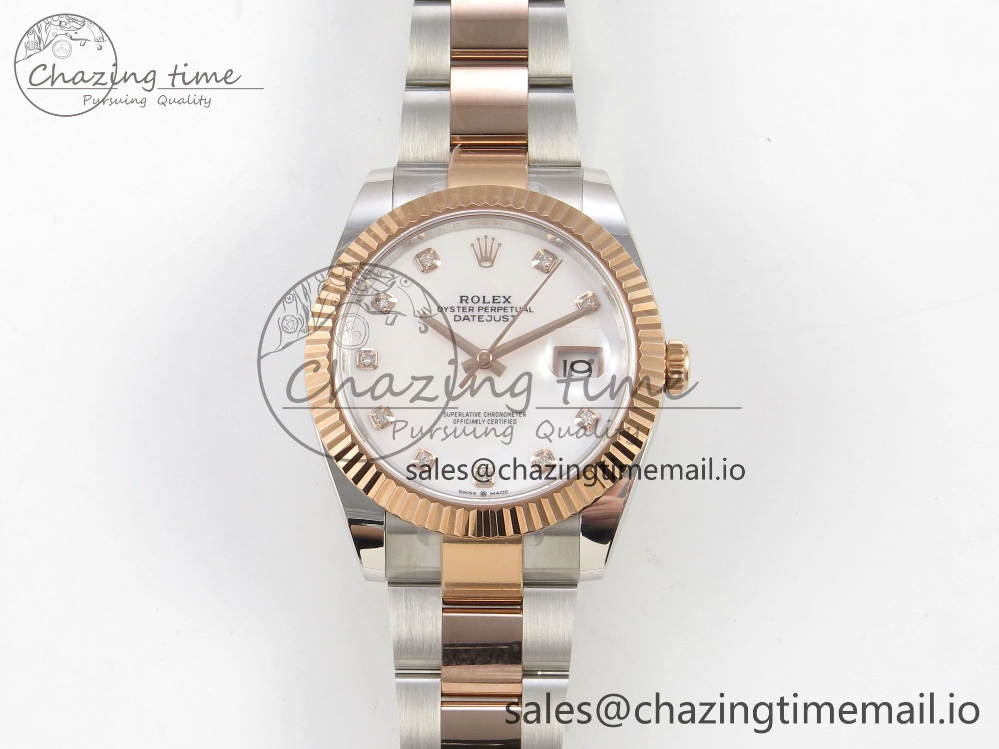 DateJust 41 126331 SS RG ARF 1:1 Best Edition White MOP Diamonds Dial on Oyster Bracelet SH3235 (Weighted)