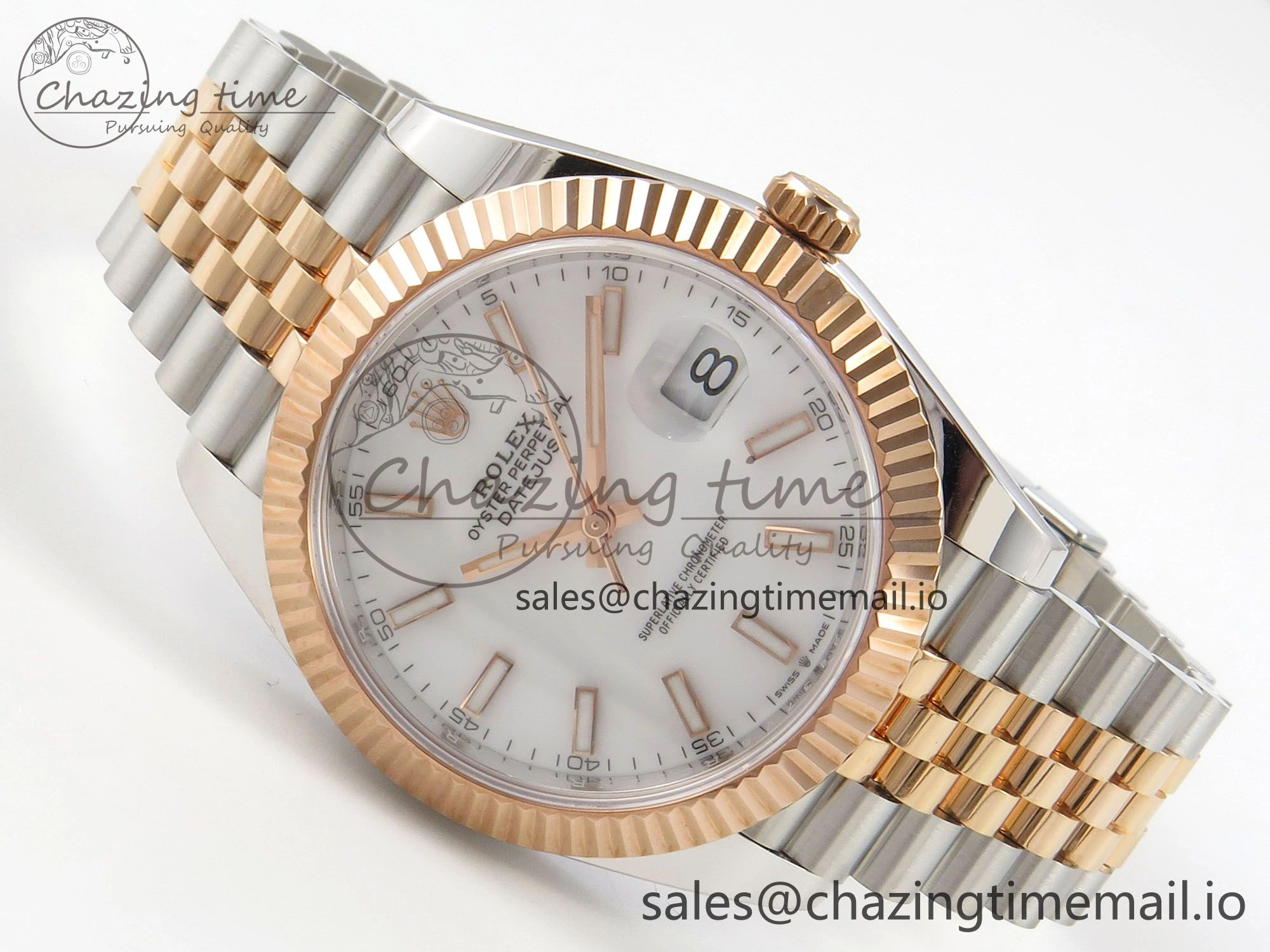 DateJust 41 126331 SS RG ARF 1:1 Best Edition White Stick Dial on Jubilee Bracelet SH3235 (Weighted)