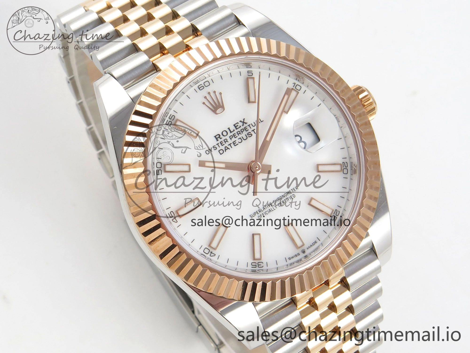 DateJust 41 126331 SS RG ARF 1:1 Best Edition White Stick Dial on Jubilee Bracelet SH3235 (Weighted)
