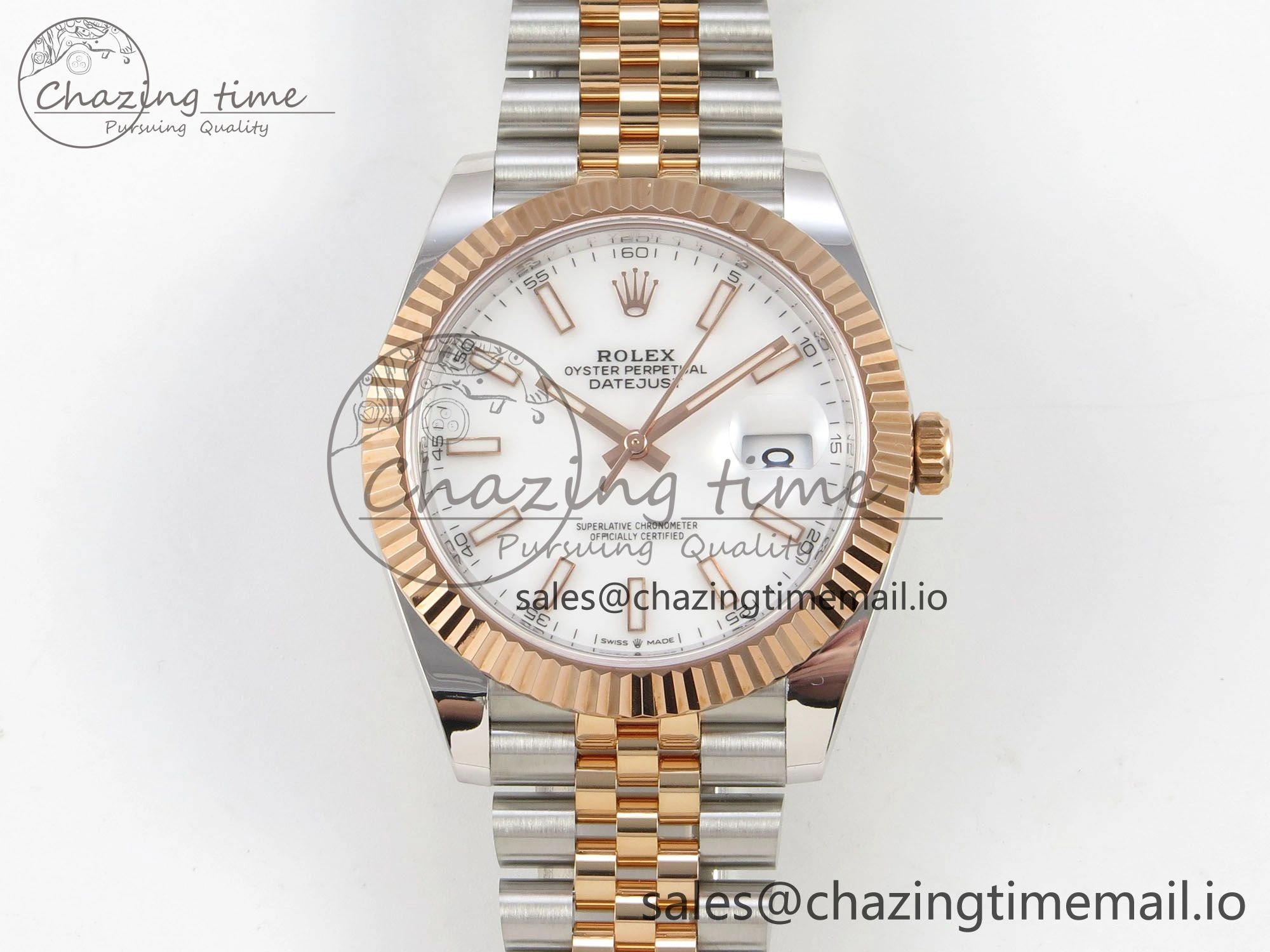 DateJust 41 126331 SS RG ARF 1:1 Best Edition White Stick Dial on Jubilee Bracelet SH3235 (Weighted)