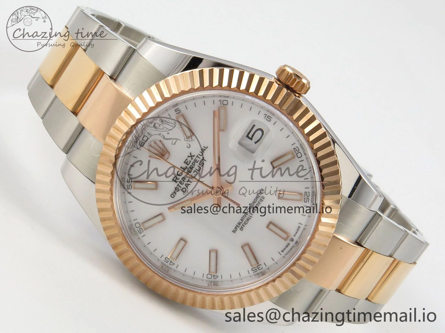 DateJust 41 126331 SS RG ARF 1:1 Best Edition White Stick Dial on Oyster Bracelet SH3235 (Weighted)