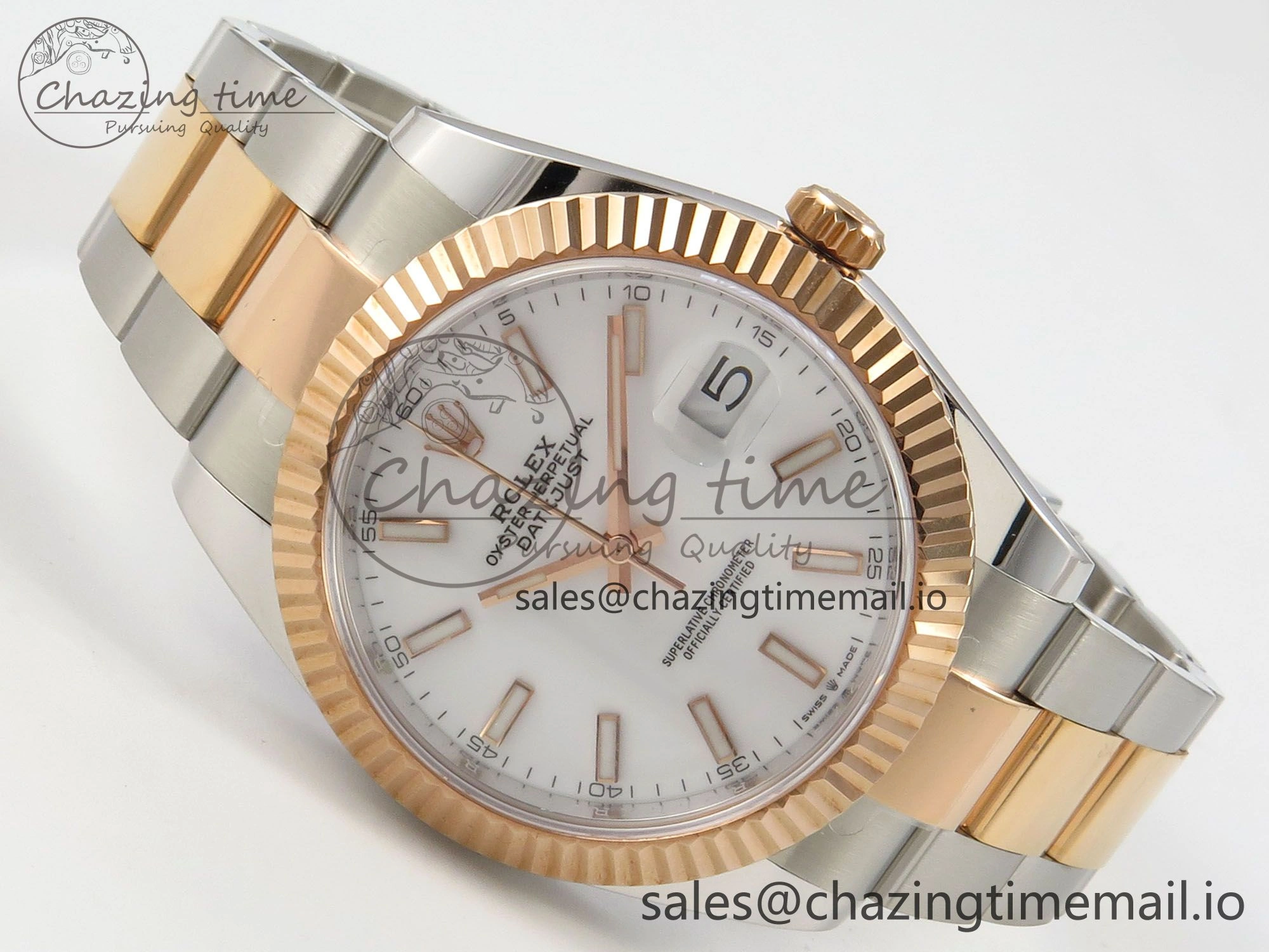 DateJust 41 126331 SS RG ARF 1:1 Best Edition White Stick Dial on Oyster Bracelet SH3235 (Weighted)