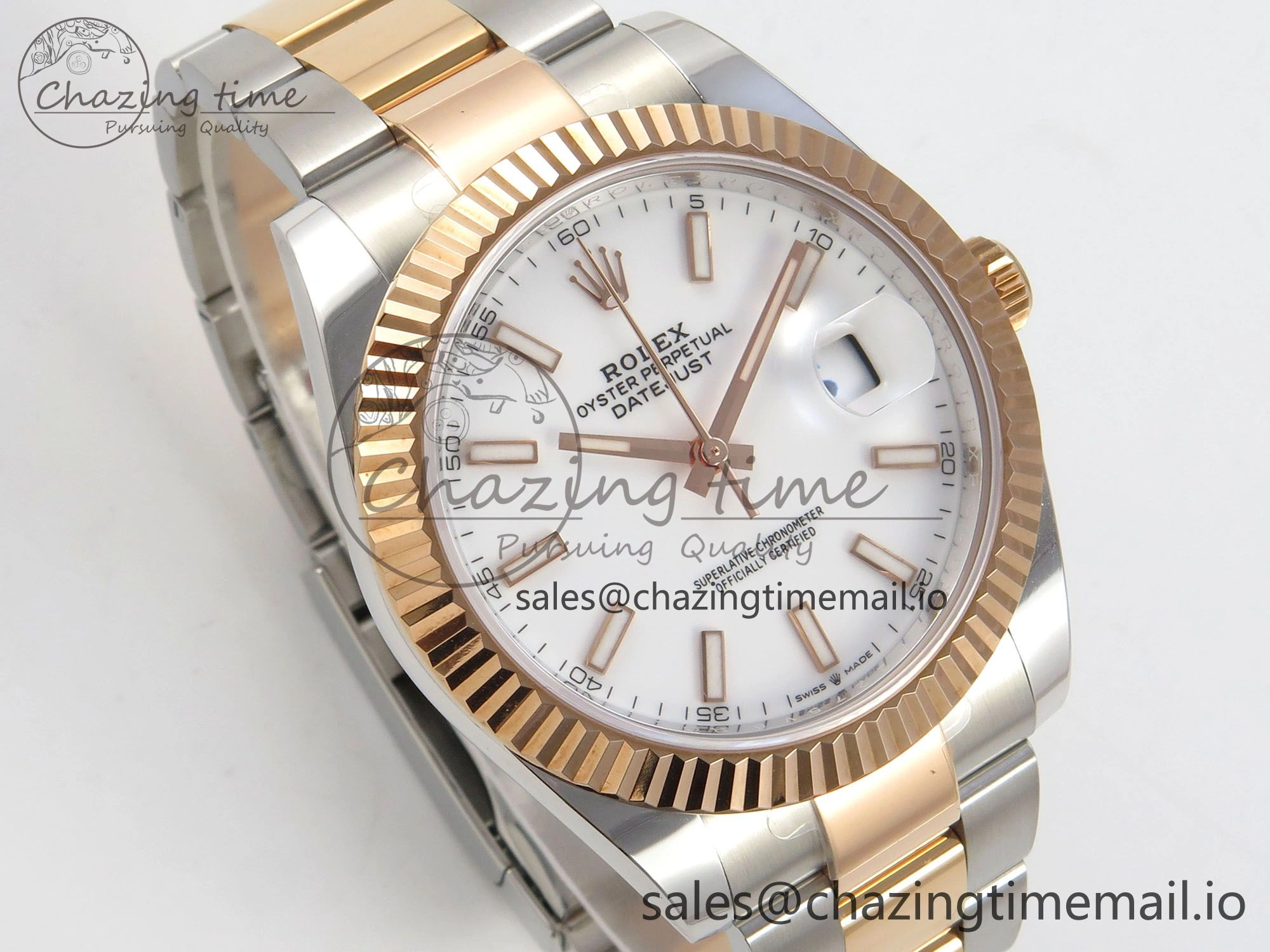 DateJust 41 126331 SS RG ARF 1:1 Best Edition White Stick Dial on Oyster Bracelet SH3235 (Weighted)