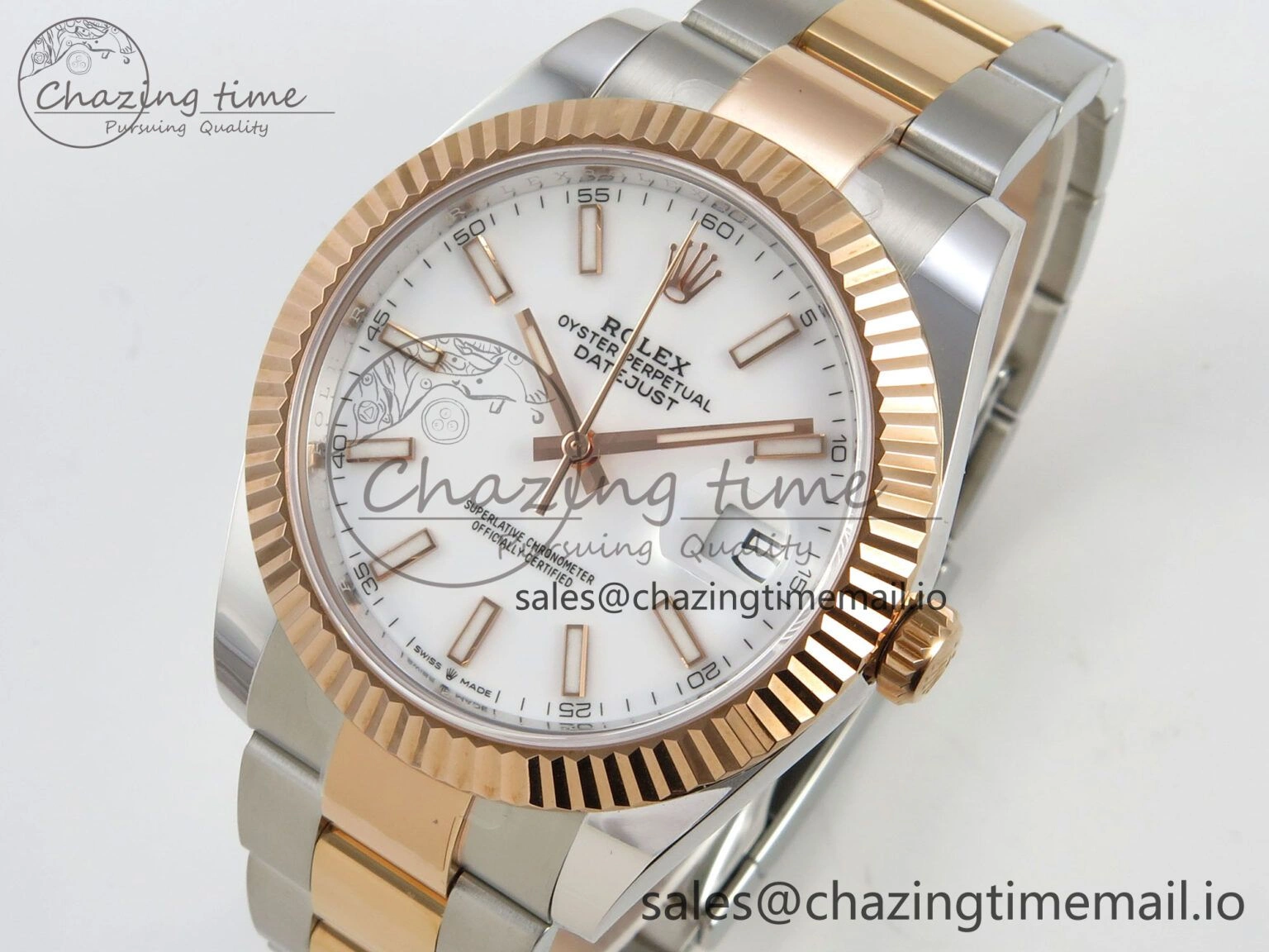 DateJust 41 126331 SS RG ARF 1:1 Best Edition White Stick Dial on Oyster Bracelet SH3235 (Weighted)