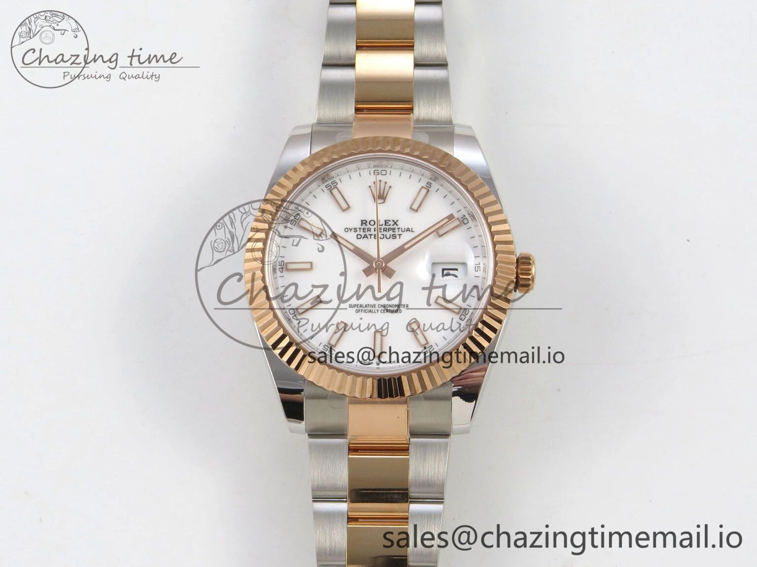 DateJust 41 126331 SS RG ARF 1:1 Best Edition White Stick Dial on Oyster Bracelet SH3235 (Weighted)