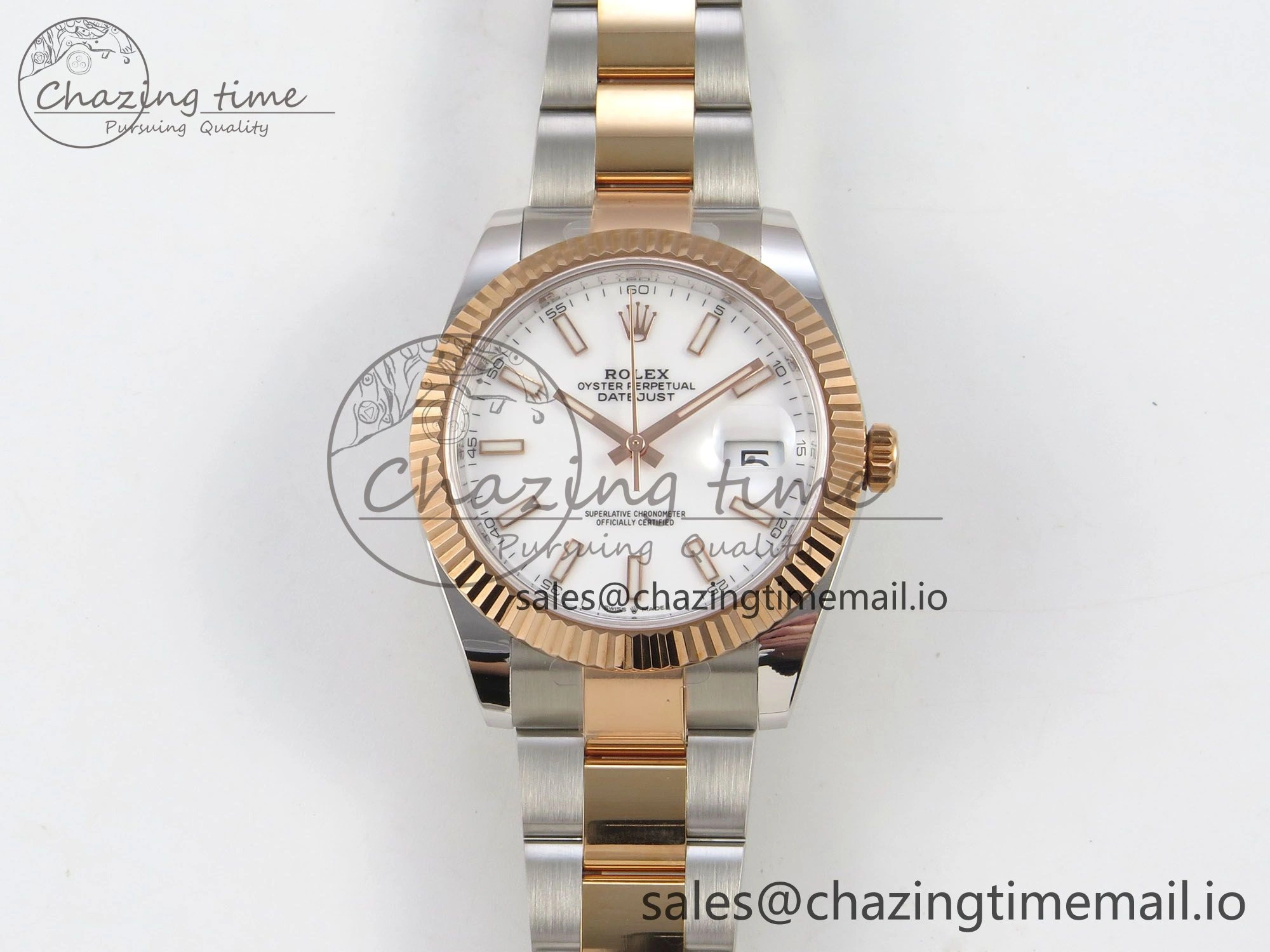 DateJust 41 126331 SS RG ARF 1:1 Best Edition White Stick Dial on Oyster Bracelet SH3235 (Weighted)