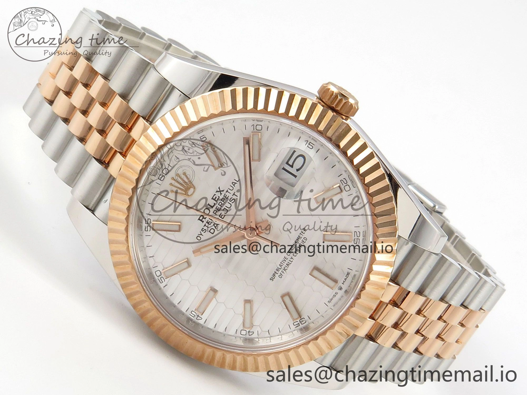 DateJust 41 126331 SS RG ARF 1:1 Best Edition White Texture Stick Dial on Jubilee Bracelet SH3235 (Weighted)