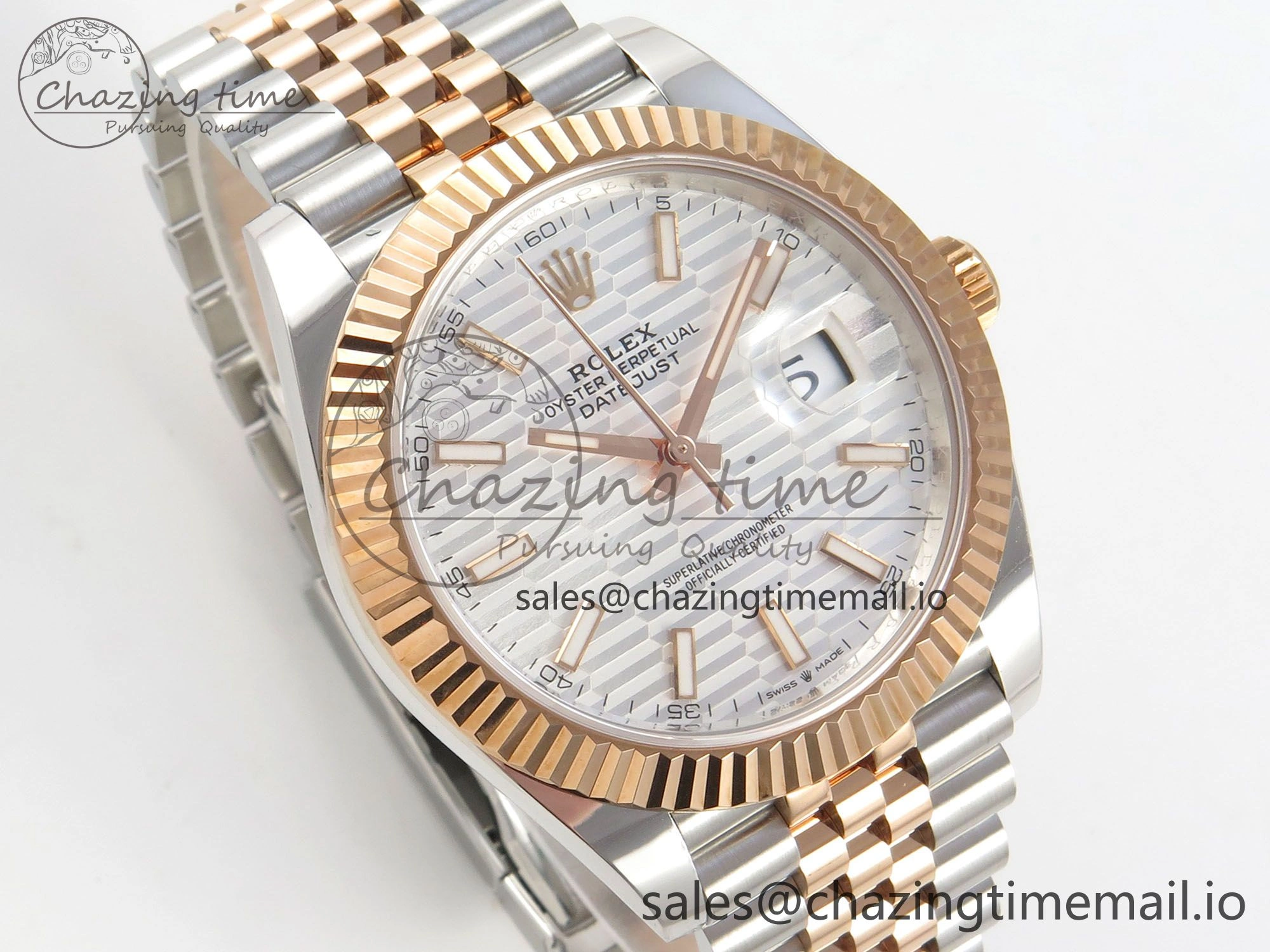 DateJust 41 126331 SS RG ARF 1:1 Best Edition White Texture Stick Dial on Jubilee Bracelet SH3235 (Weighted)