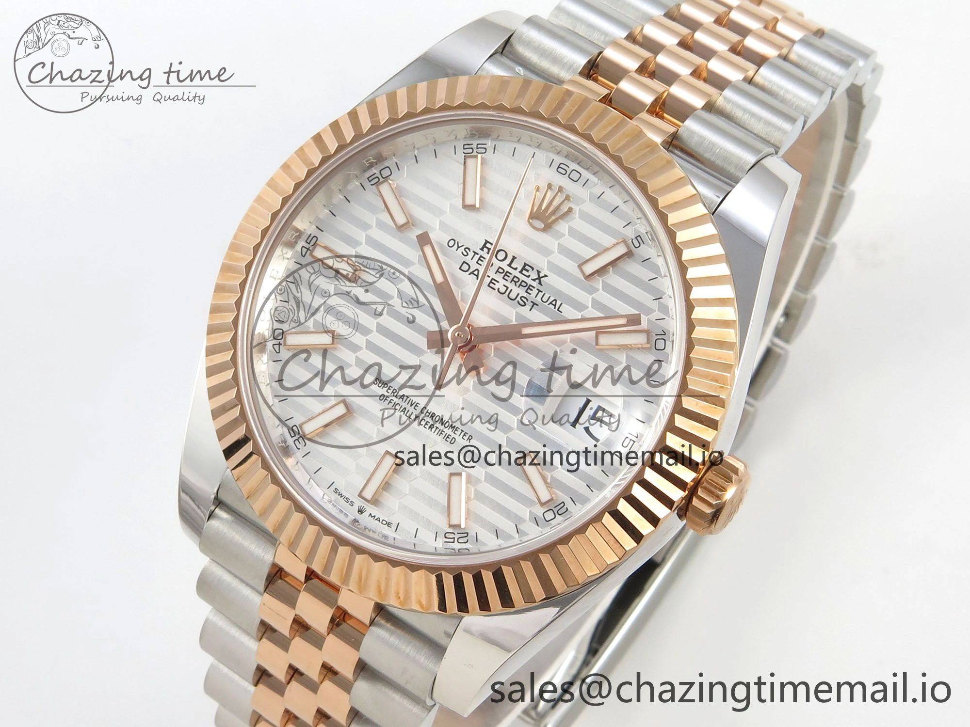 DateJust 41 126331 SS RG ARF 1:1 Best Edition White Texture Stick Dial on Jubilee Bracelet SH3235 (Weighted)