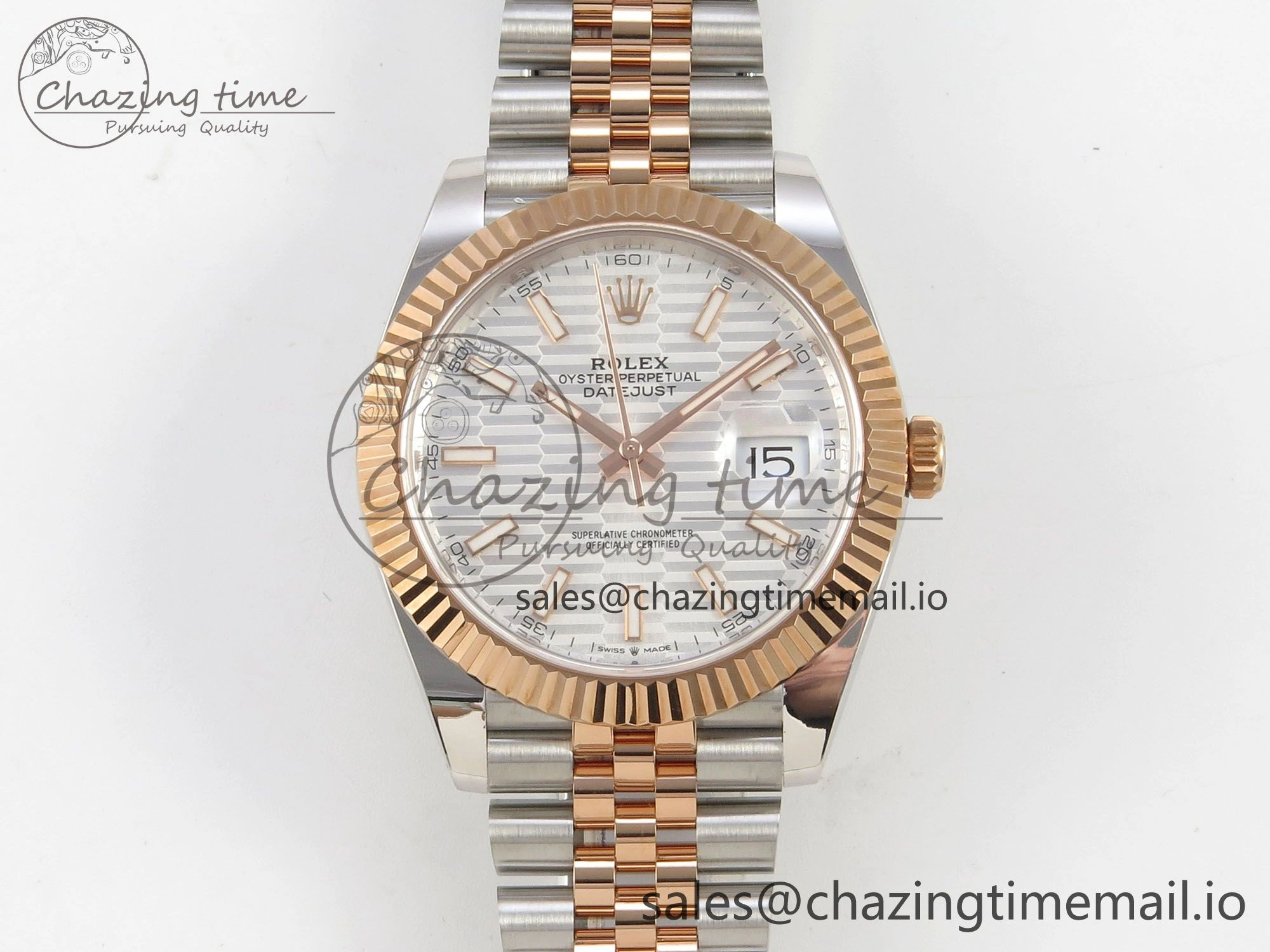 DateJust 41 126331 SS RG ARF 1:1 Best Edition White Texture Stick Dial on Jubilee Bracelet SH3235 (Weighted)